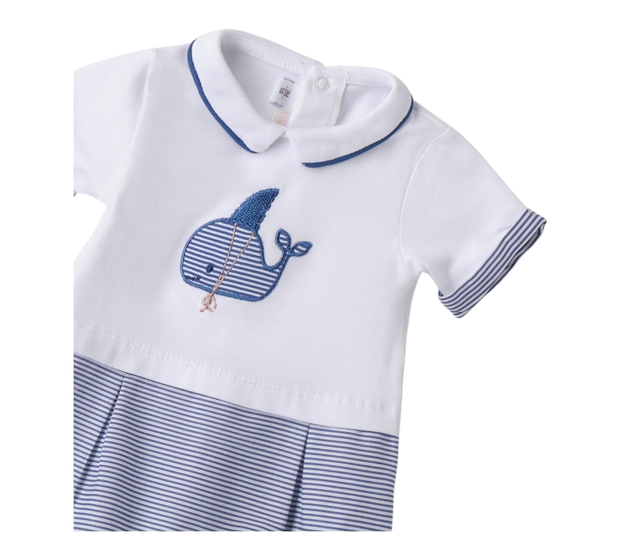 Minibanda Pagliaccetto Mezza Manica Bicolore per Neonato 3B688 BIANCO/BLU MINIBANDA 