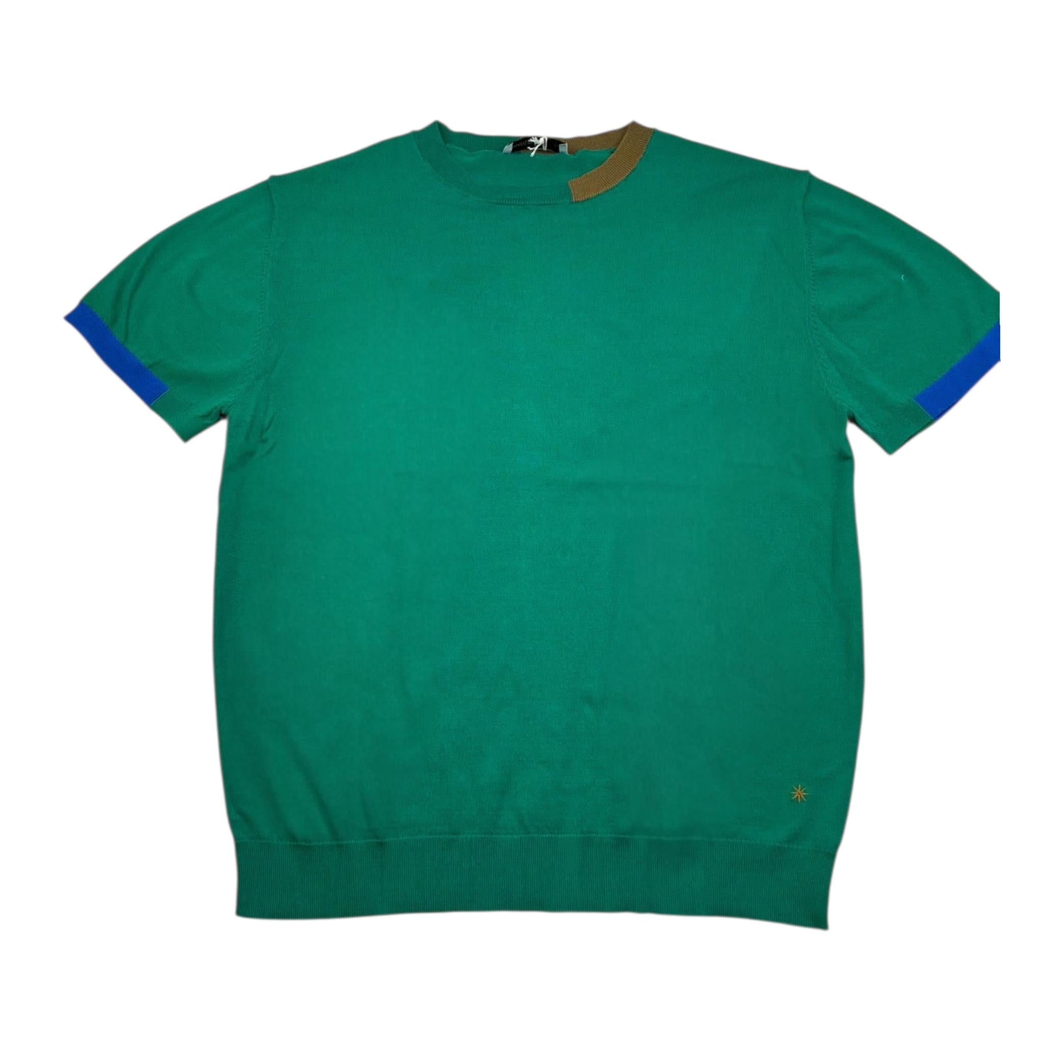Manuel Ritz T-Shirt Tinta Unita Girocollo con Profili In Contrasto per Bambino MR2985 VERDE MANUEL RITZ 