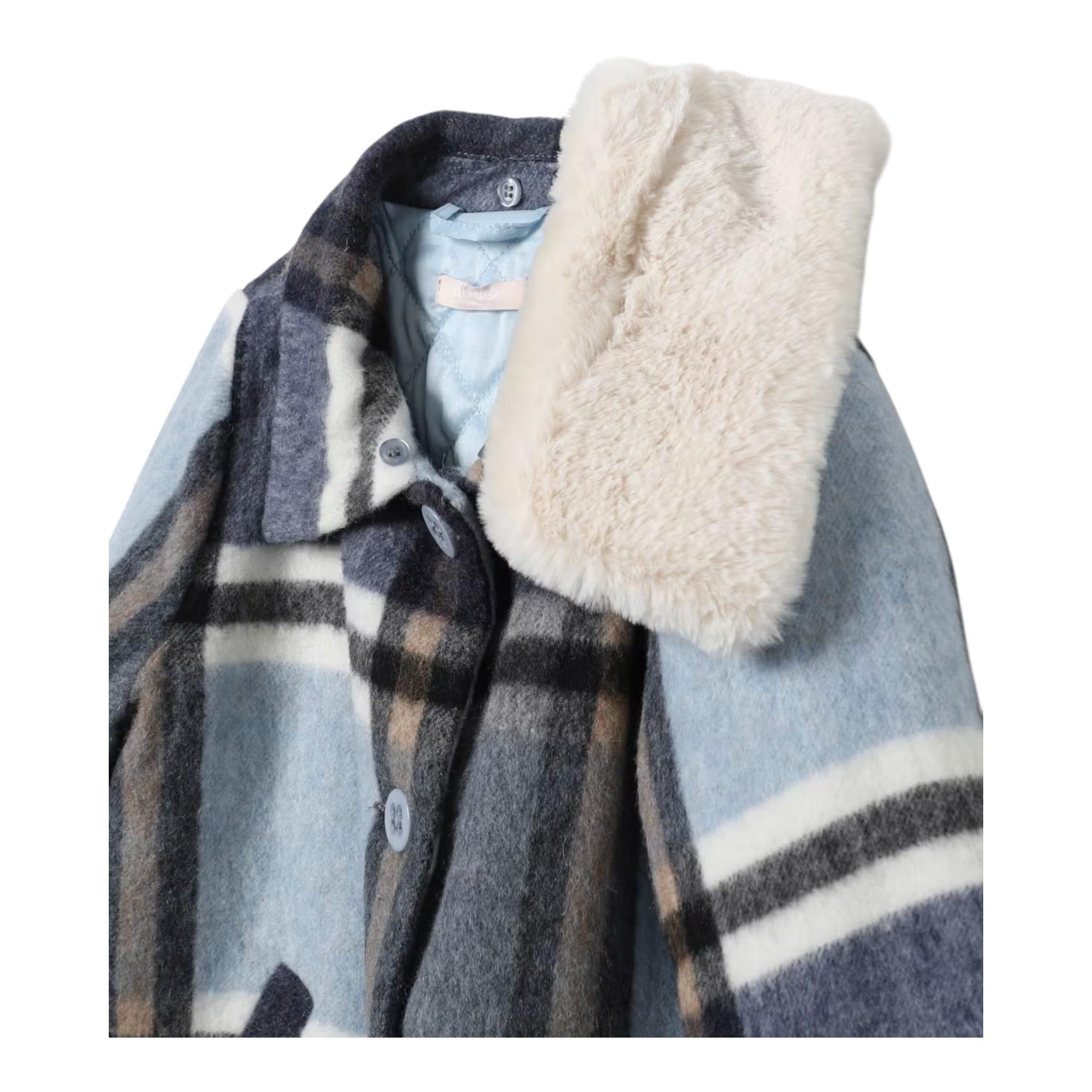 LIU JO cappotto tinta unita con fantasia a quadri Azzurro per Bambina KF4042 AZZURRO LIU JO 