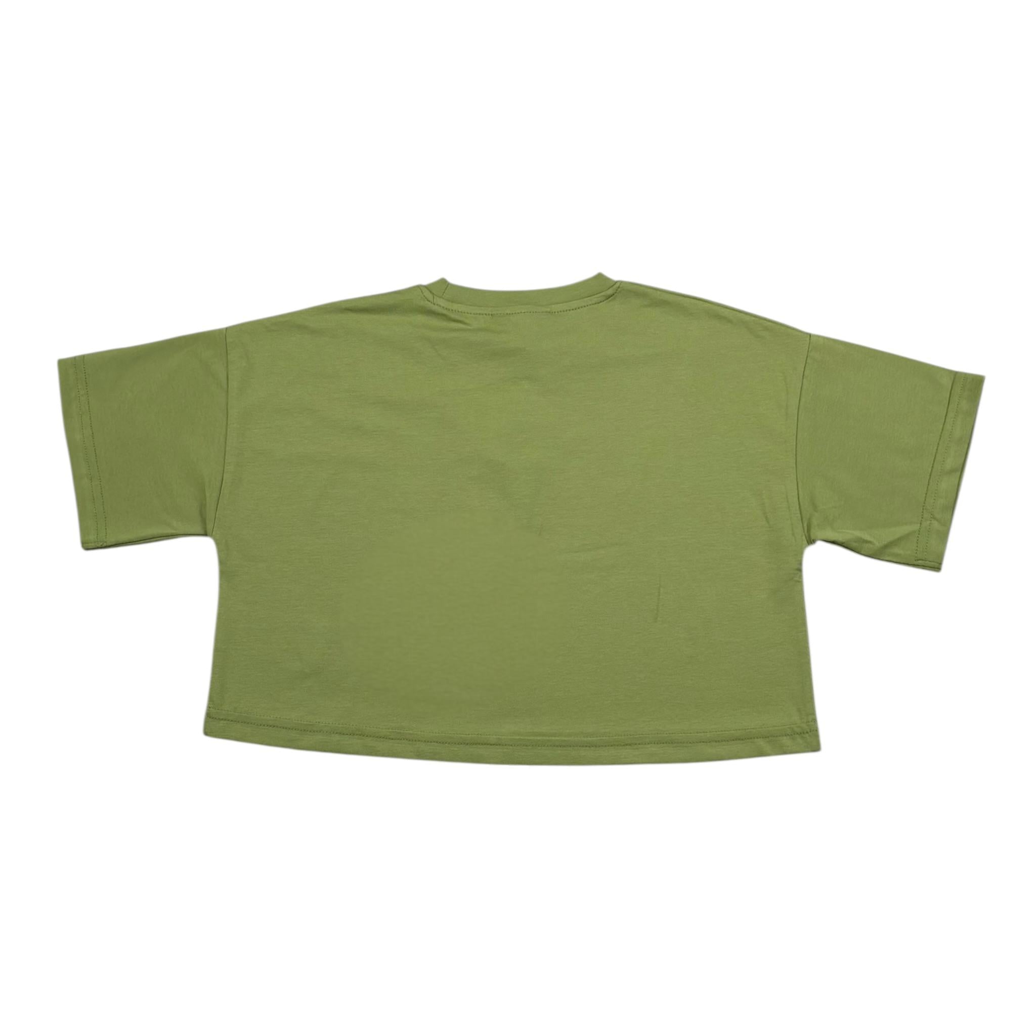 Refrigiwear T-Shirt Girocollo Tinta Unita Modello Crop per Bambina RWG640 VERDE REFRIGIWEAR 
