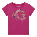 Guess T-Shirt Girocollo Tinta Unita con Stampa per Bambina K5GI08K6YW4X MAGENTA GUESS 