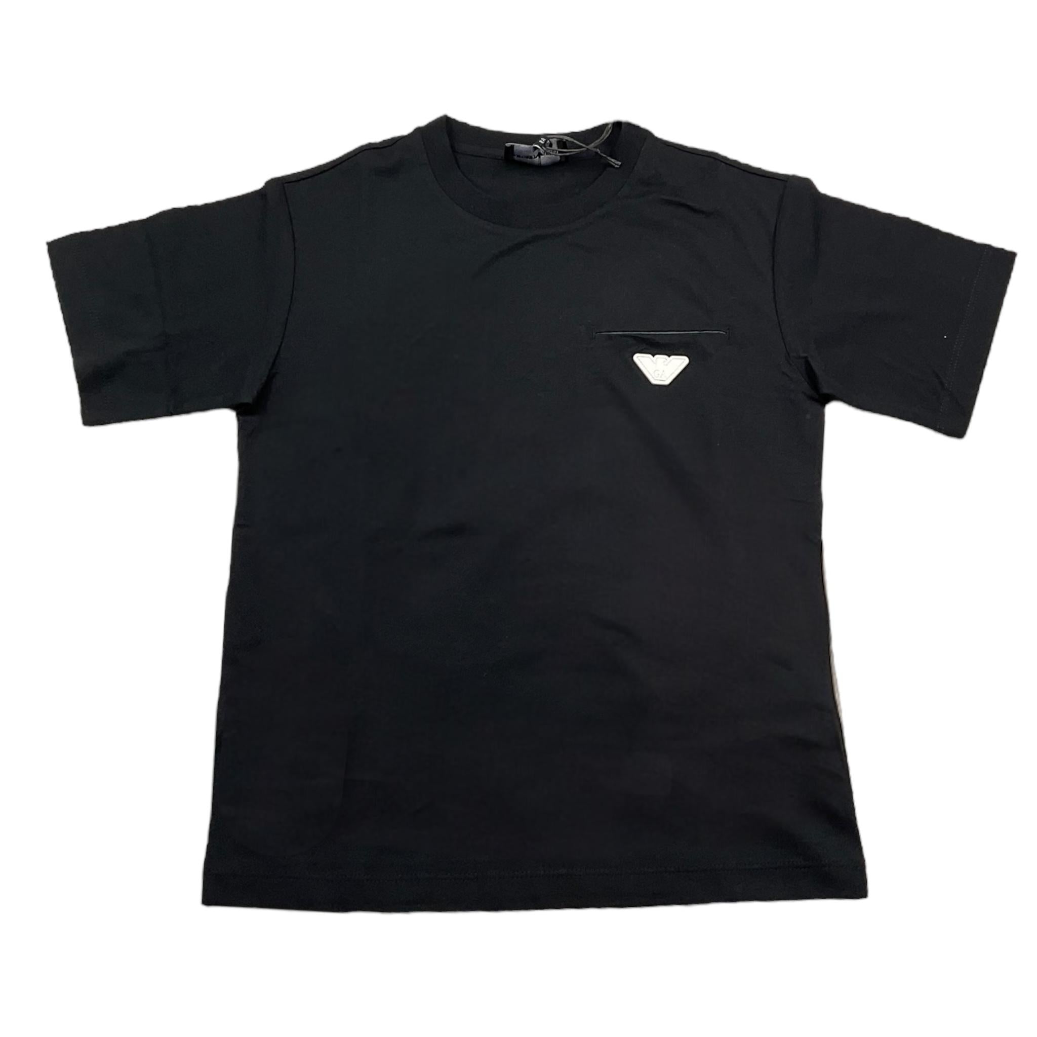 Emporio Armani T-Shirt Girocollo Tinta Unita con Taschino per Bambino EB000111 BLU EMPORIO ARMANI 