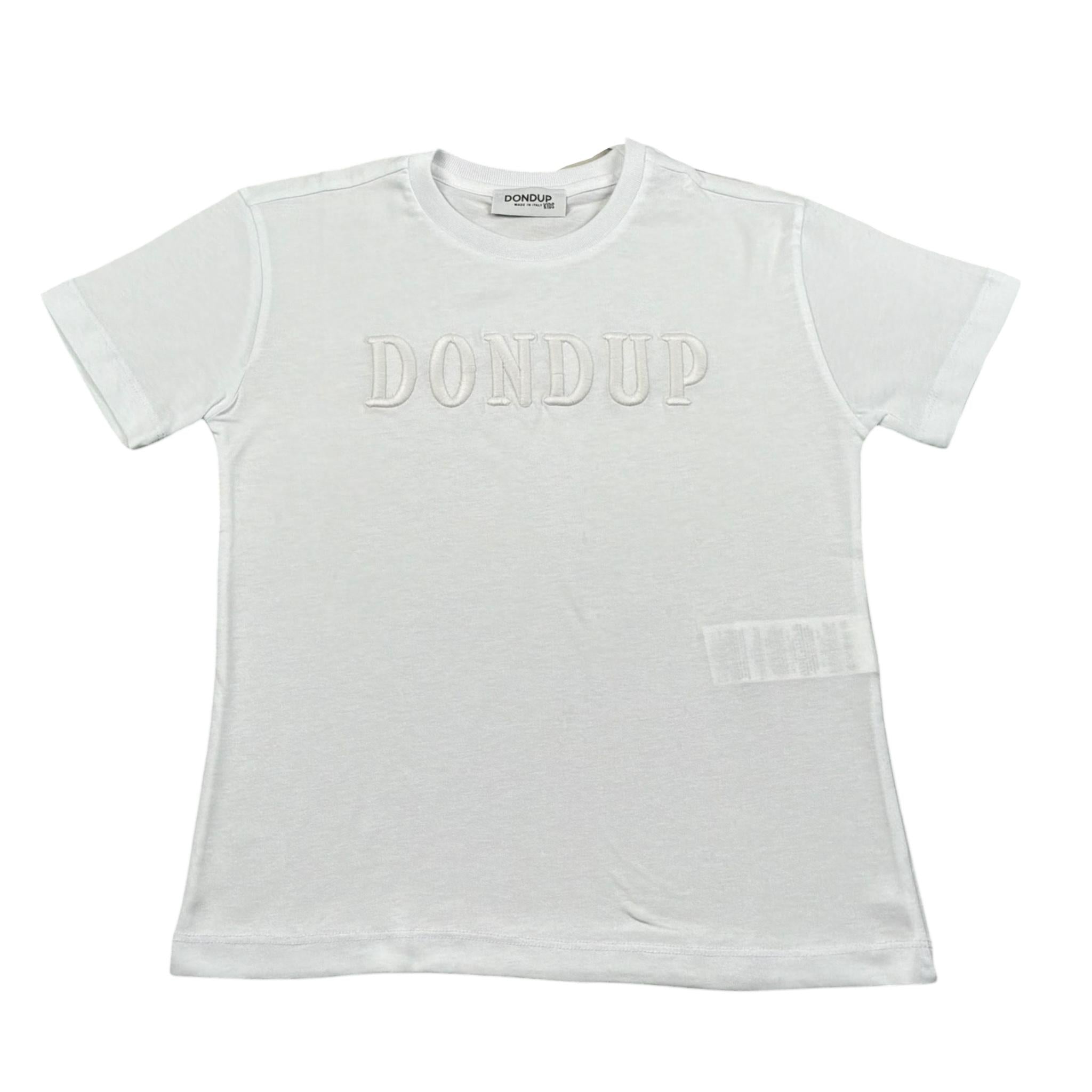 Dondup T-Shirt Girocollo Tinta Unita con Stampa per Bambina DMTS037 BIANCO DONDUP 