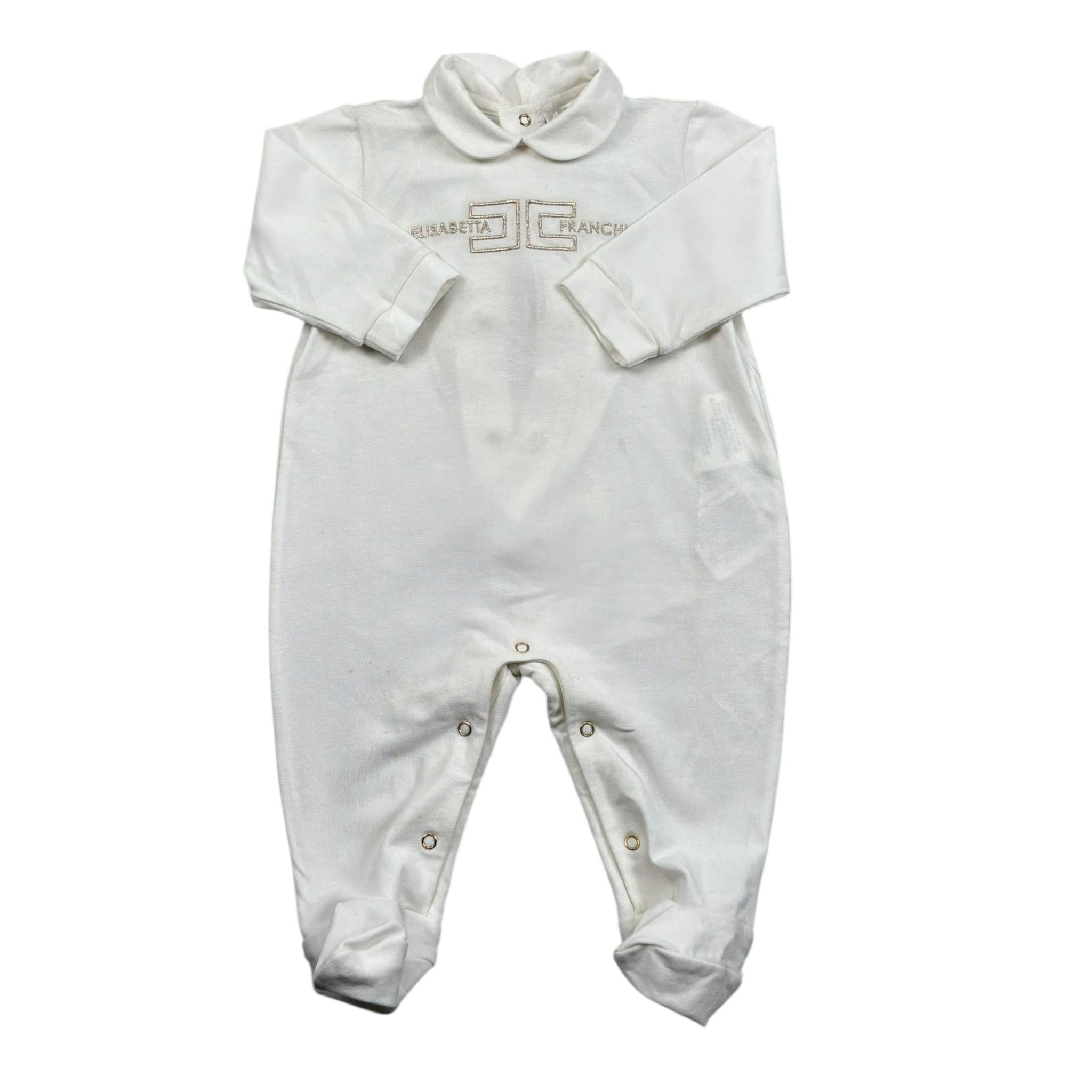 Elisabetta Franchi Tutina Manica Lunga Tinta Unita con Logo per Neonata ENTU55 PANNA ELISABETTA FRANCHI 