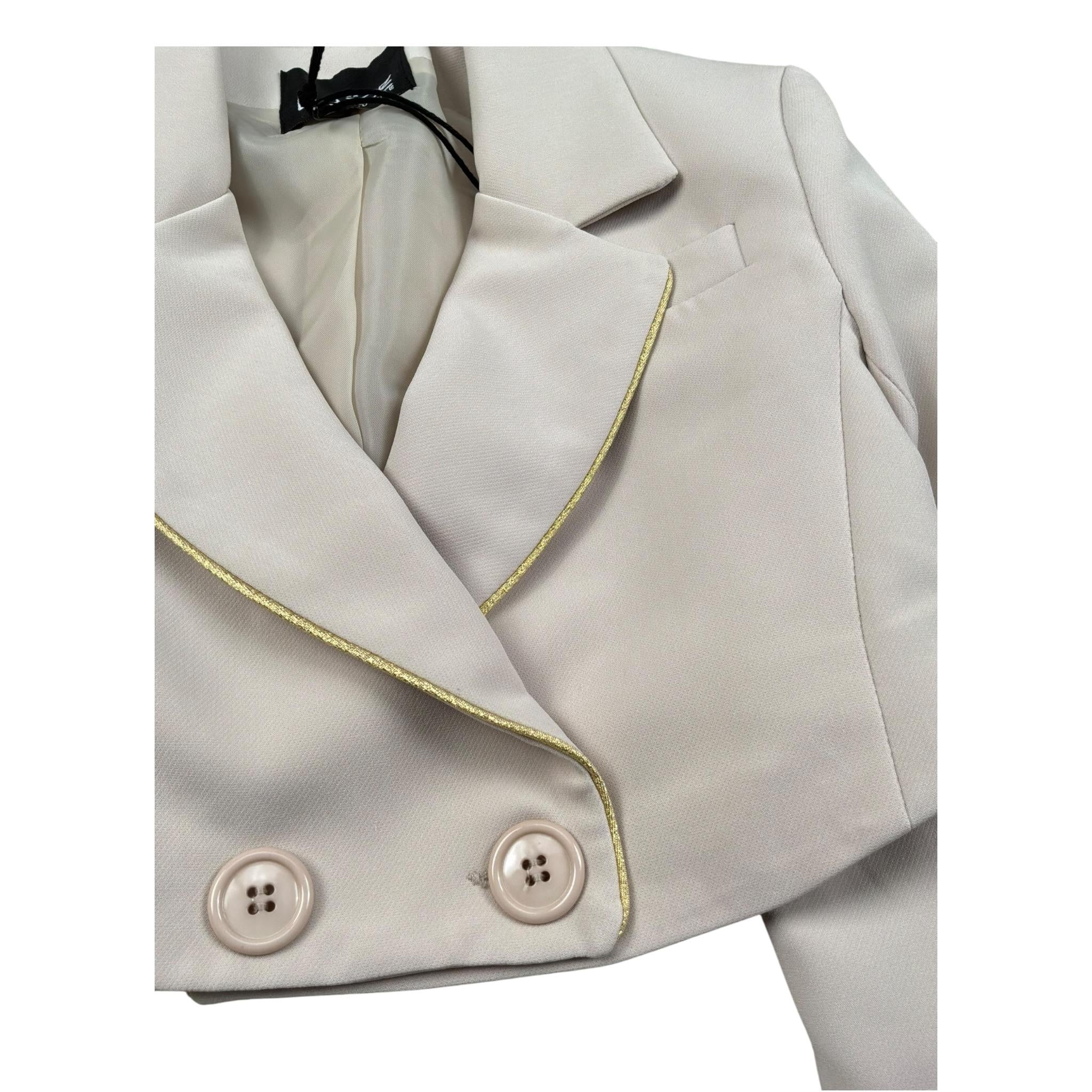 Naice Giacca Modello Crop Tinta Unita Doppiopetto per Bambina 27152 BEIGE NAICE 