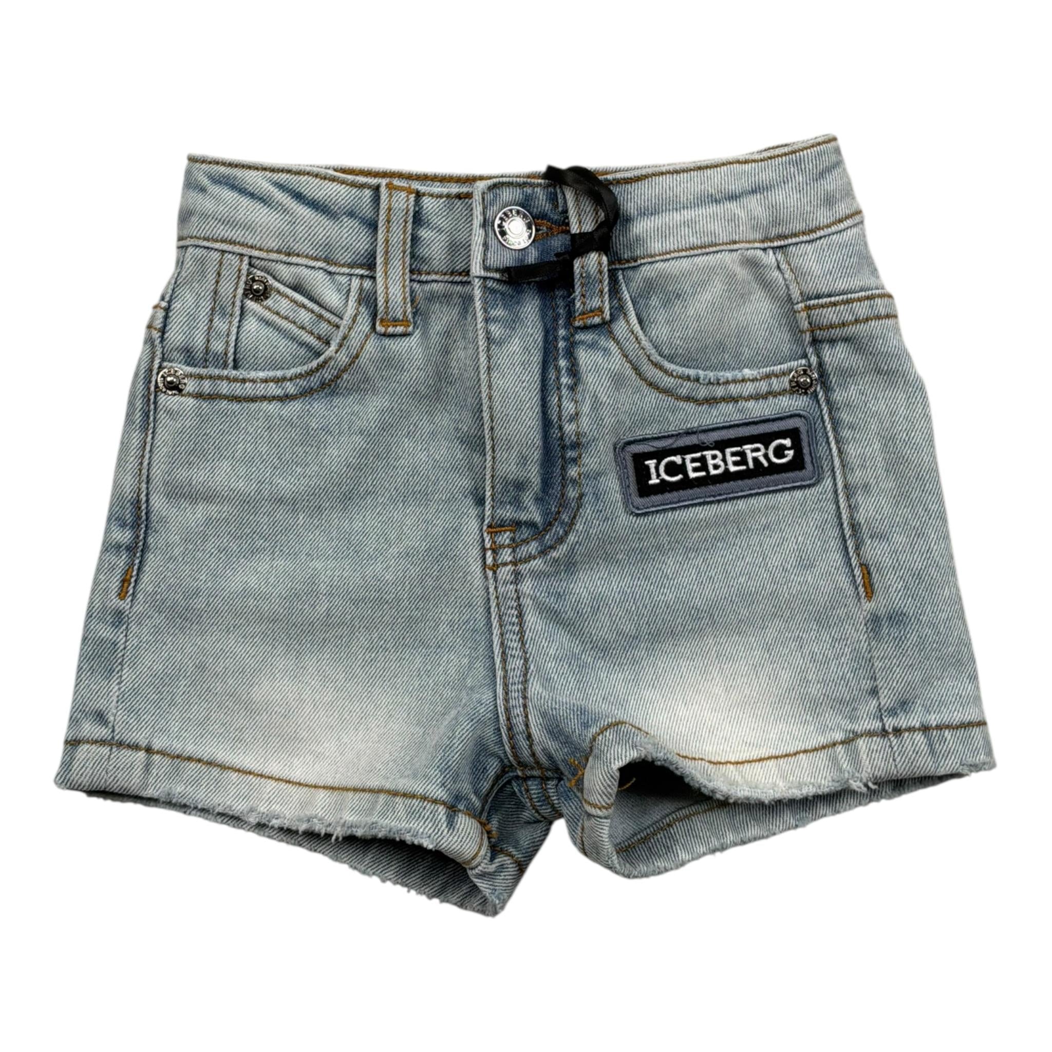 Iceberg Bermuda In Denim Tinta Unita con Girovita Regolabile per Neonato BMICE5100BXX AZZURRO ICEBERG 