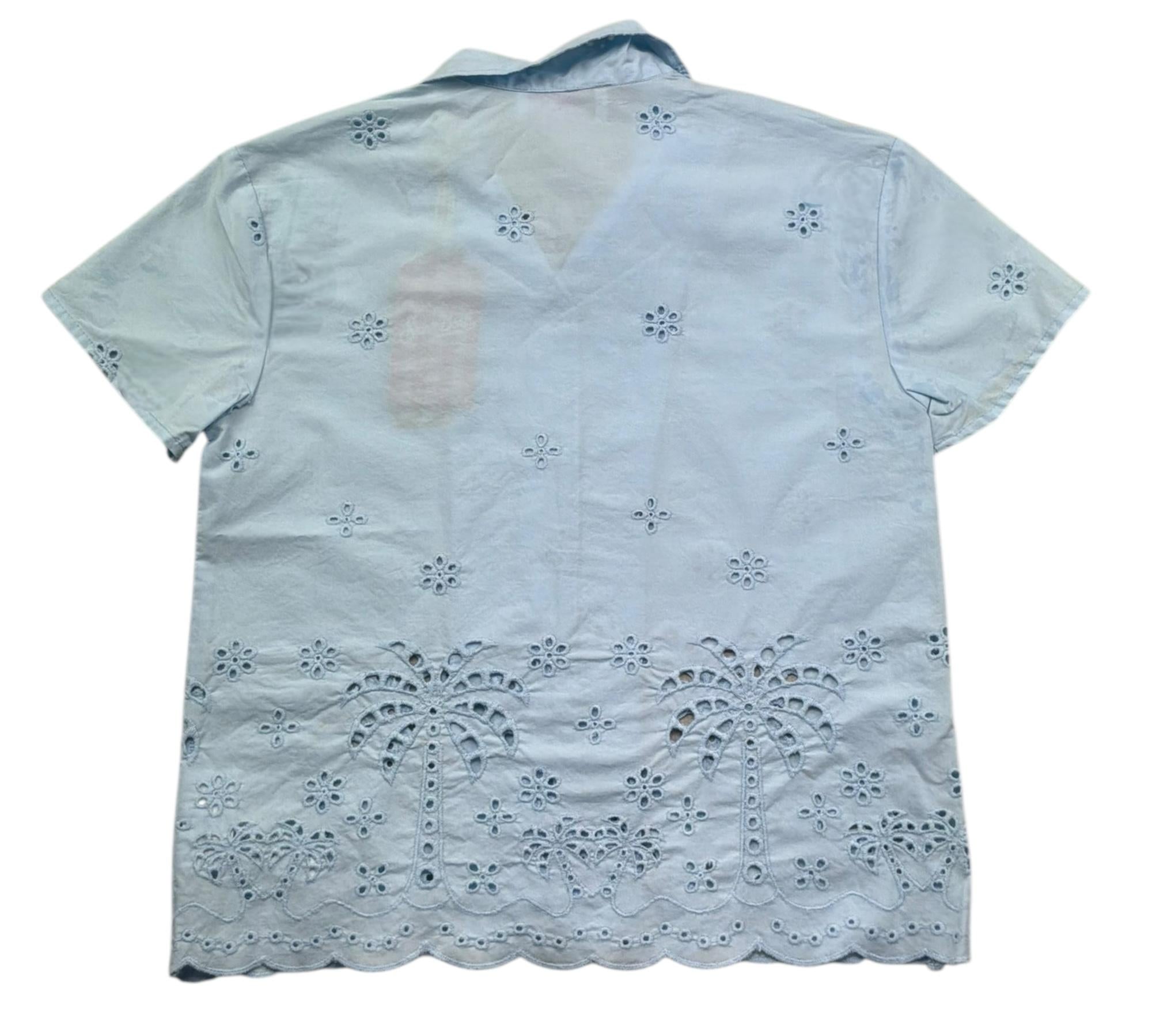 Saint Barth Camicia Mezza Manica Tinta Unita In Pizzo Sangallo per Bambina EVERLEE AZZURRO SAINT BARTH 