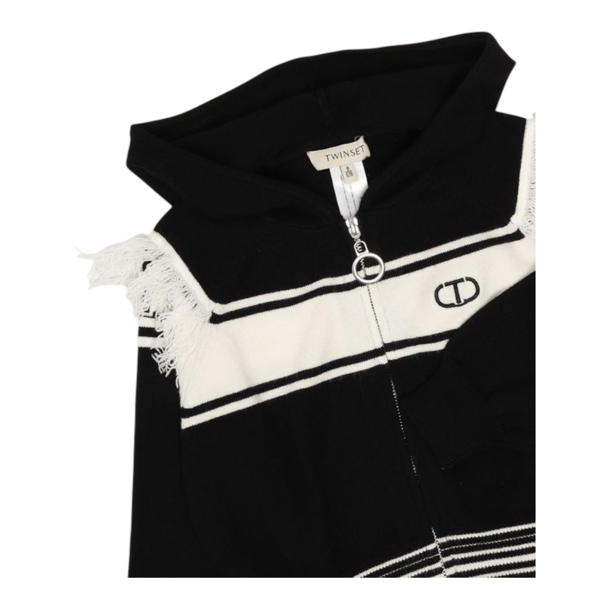 TWINSET maglia tinta unita con stampa zip e cappuccio Nero per Bambina 242GJ3161X NERO TWINSET 