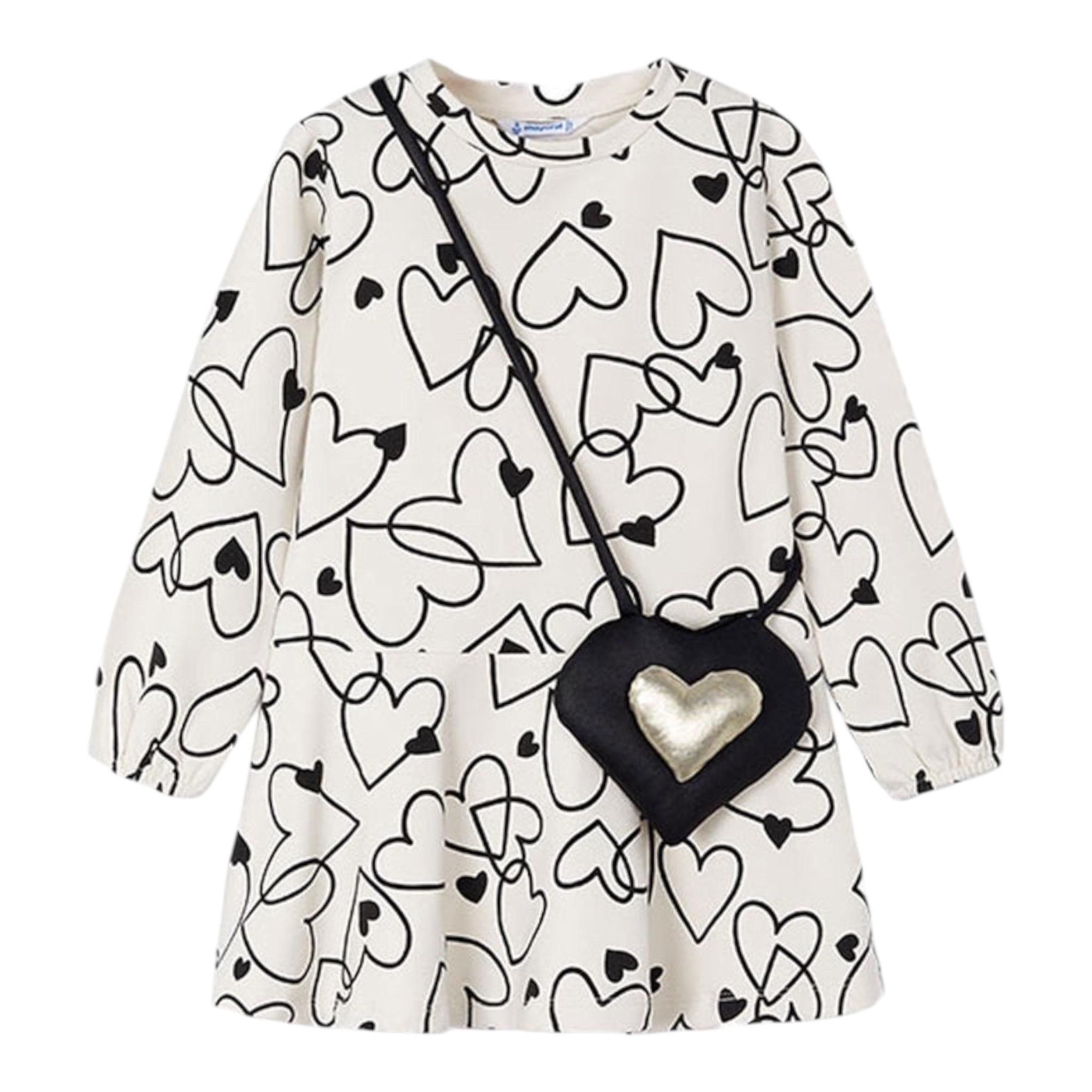 MAYORAL abito tinnta unita girocollo con fantasia e borsetta Bianco per Neonata 4931N BIANCO MAYORAL 