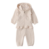 Minibanda Completo 2 Pezzi Felpa con Zip-Pantalone per Neonata 3B744 BEIGE MINIBANDA 