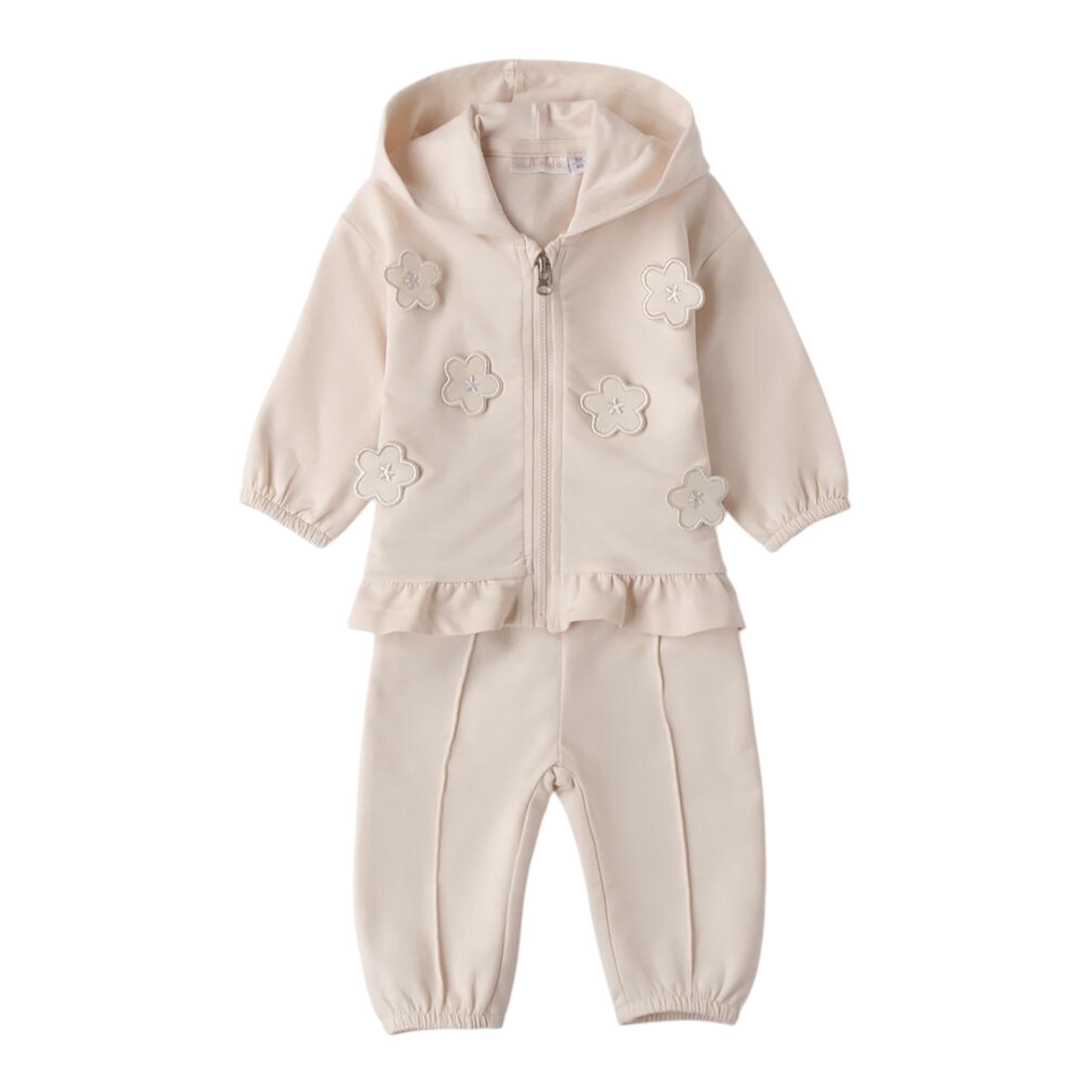 Minibanda Completo 2 Pezzi Felpa con Zip-Pantalone per Neonata 3B744 BEIGE MINIBANDA 