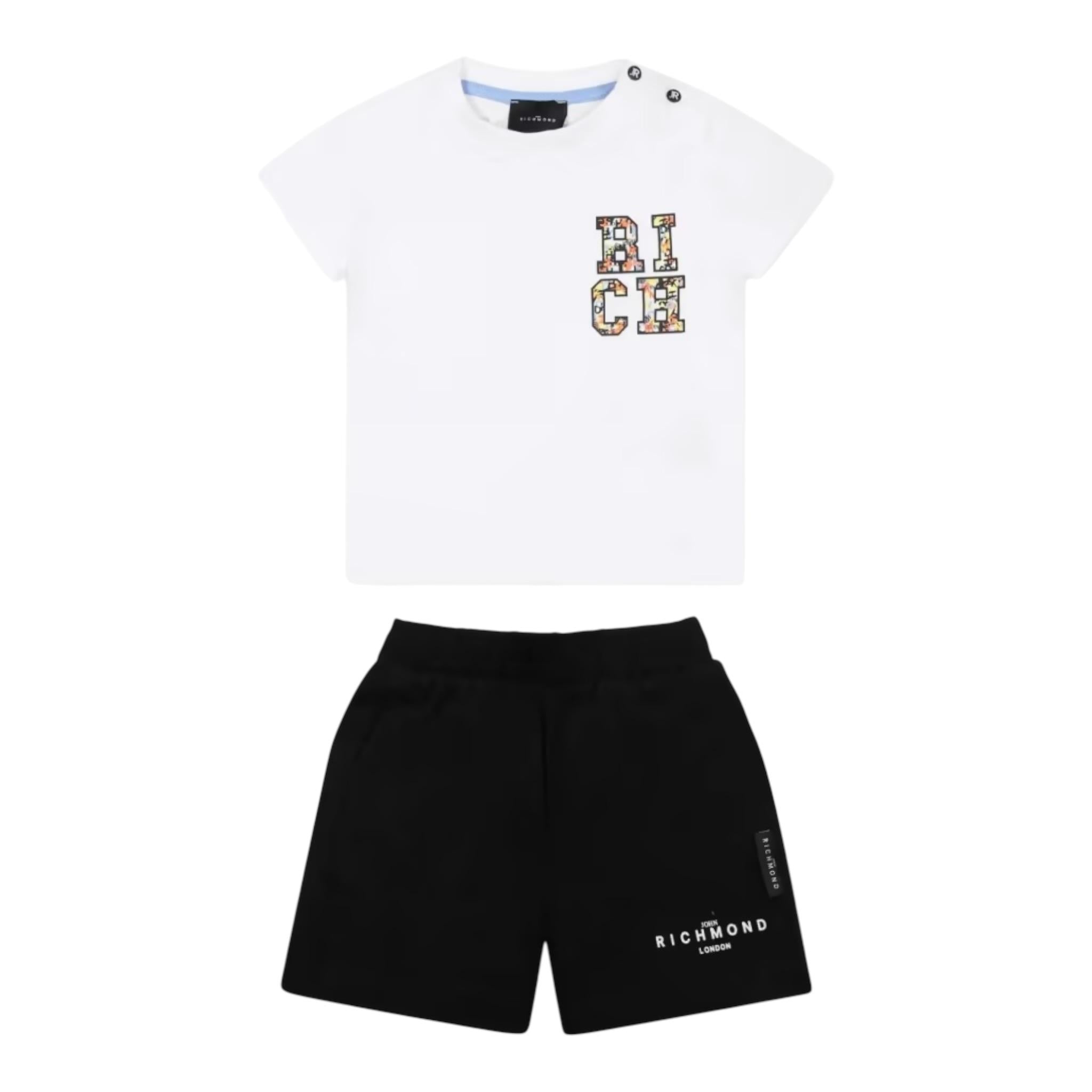 John Richmond Completo 2 Pezzi T-Shirt-Bermuda Bicolore per Neonata RIP25050CJX BIANCO/NERO JOHN RICHMOND 