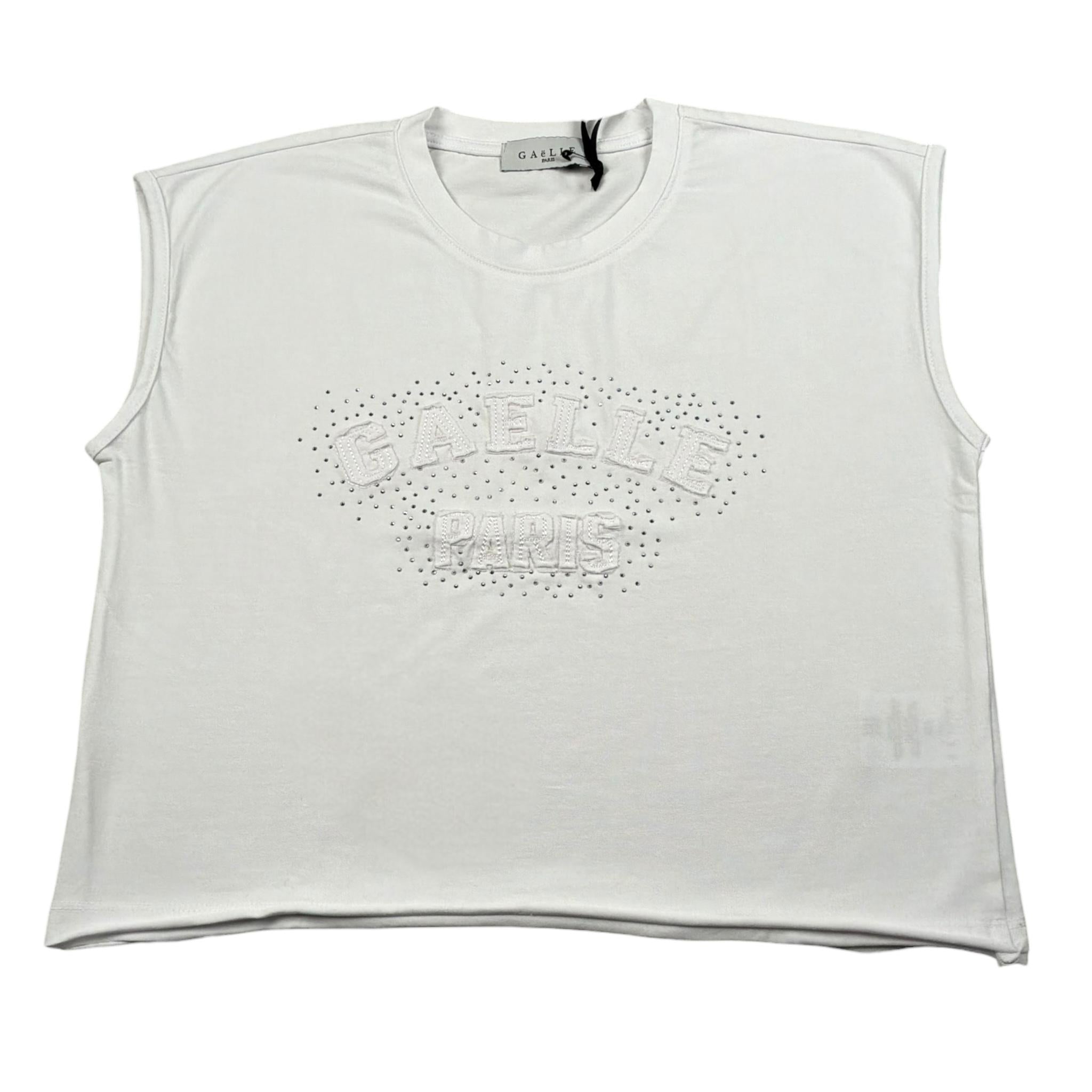 Gaelle Canotta Girocollo Tinta Unita con Brillantini per Bambina 2746MYZ00336 BIANCO GAELLE 