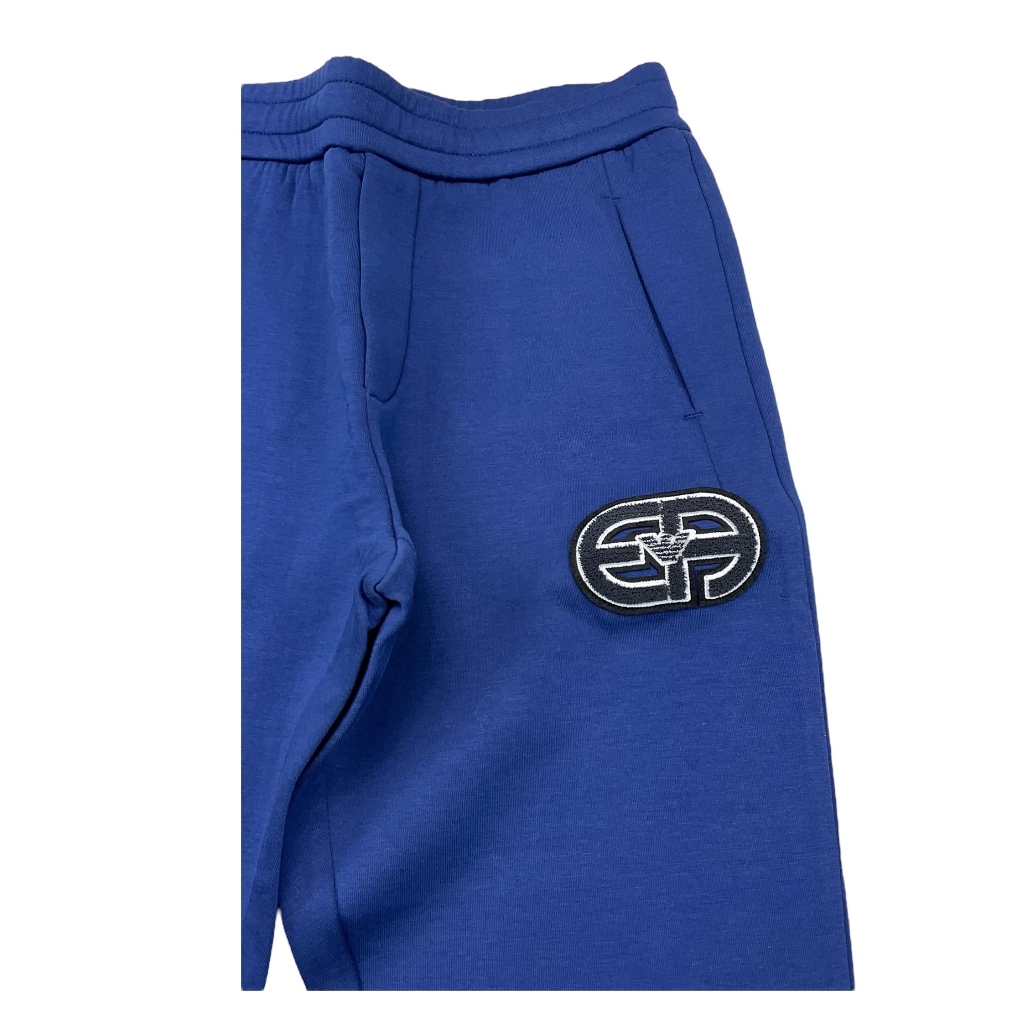 EMPORIO ARMANI pantalone tuta tinta unita con logo Blu per Bambino 6K4P62 BLU EMPORIO ARMANI 