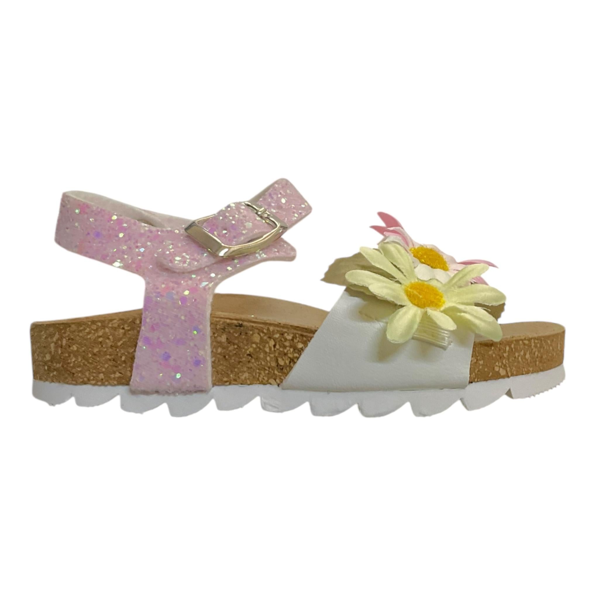 Monnalisa Sandali Bicolore con Applicazioni per Neonata 83E014 BIANCO/ROSA MONNALISA 