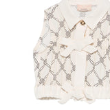 Elisabetta Franchi Top Giromanica Tinta Unita con Loghi per Bambina EGCA042J PANNA ELISABETTA FRANCHI 