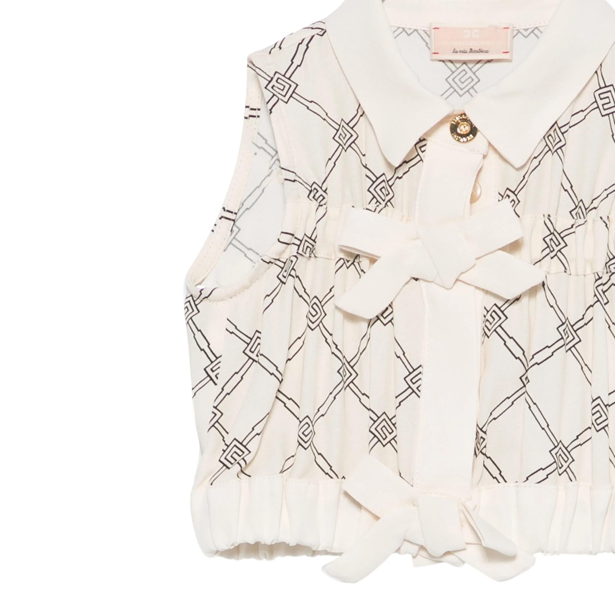 Elisabetta Franchi Top Giromanica Tinta Unita con Loghi per Bambina EGCA042J PANNA ELISABETTA FRANCHI 