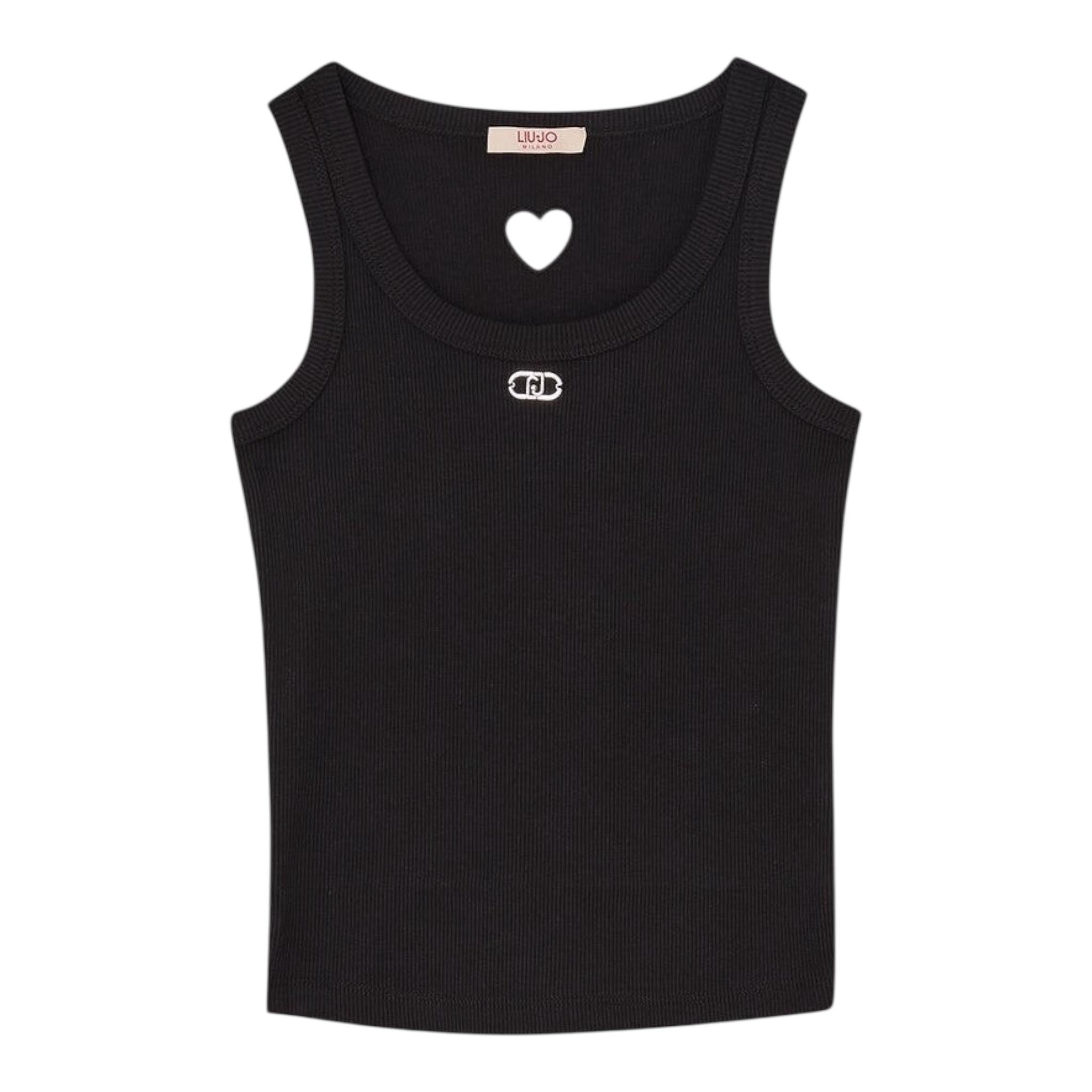 Liu Jo Canotta Tinta Unita con Traforo A Forma di Cuore per Bambina GA5199XX NERO LIU JO 