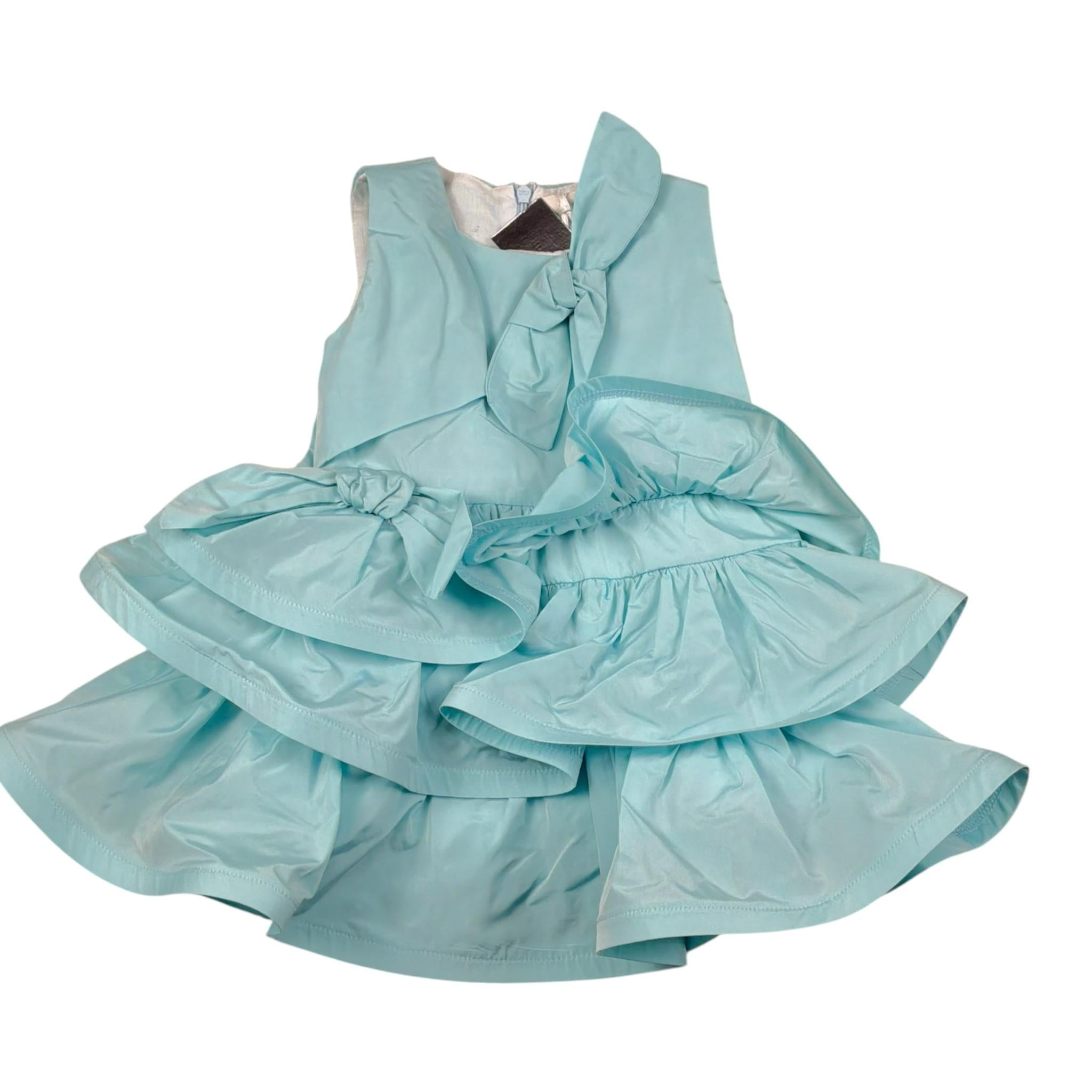 Miss Grant Abito Tinta Unita con Rouches per Neonata MG1344 AZZURRO MISS GRANT 