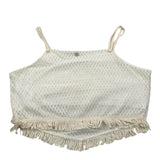 Please Top Tinta Unita con Frangie E Bretelle per Bambina CC90230G72XX PANNA PLEASE 
