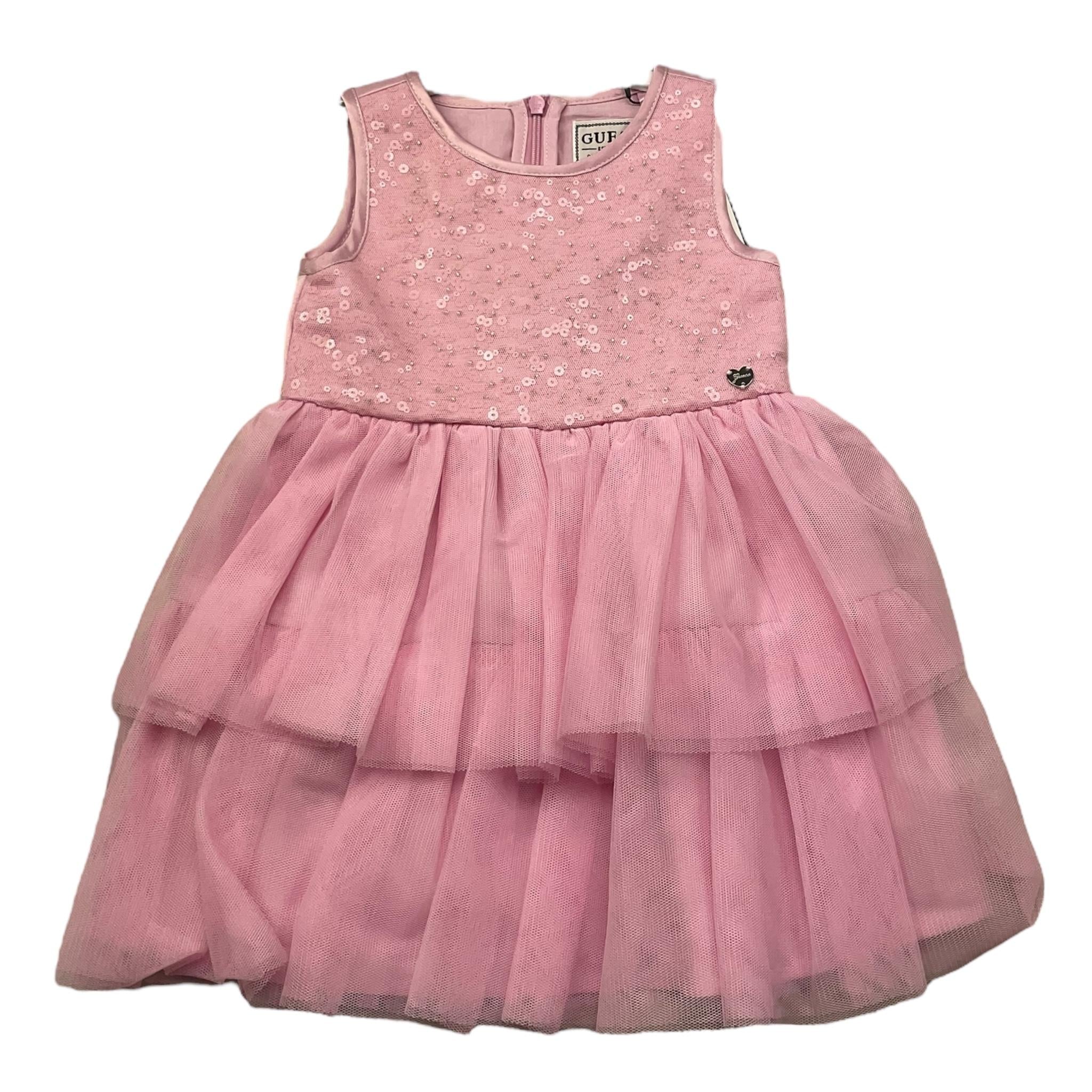 Guess Abito Tinta Unita Giromanica per Neonata A3RK26KBL100 ROSA GUESS 