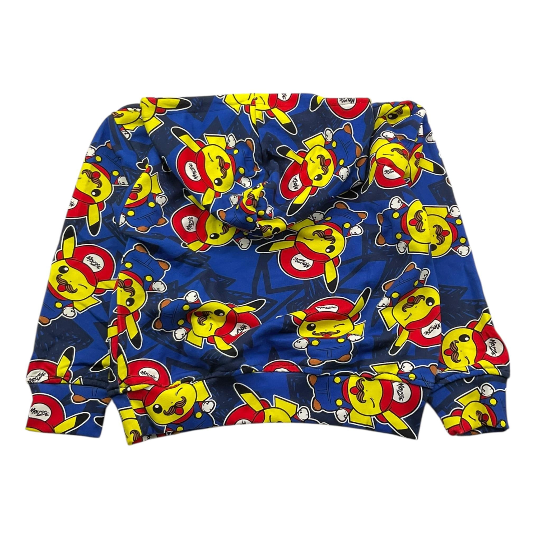 Mousse Felpa Tinta Unita con Cappuccio E Stampa per Bambino PIKAMARIOF BLU MOUSSE 