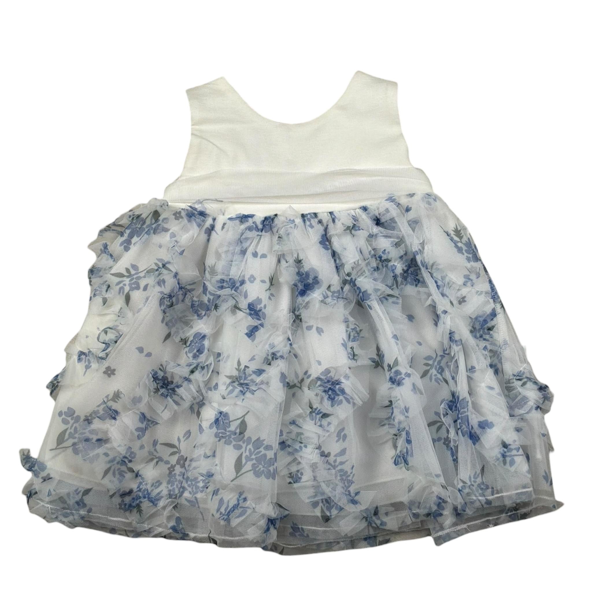 Please Abito Giromanica Tinta Unita Gonna Tulle per Bambina AB2729G73J BIANCO PLEASE 