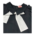 Vivetta Abito Mezza Manica Tinta Unita con Fiocco per Bambina VE255648N NERO VIVETTA 