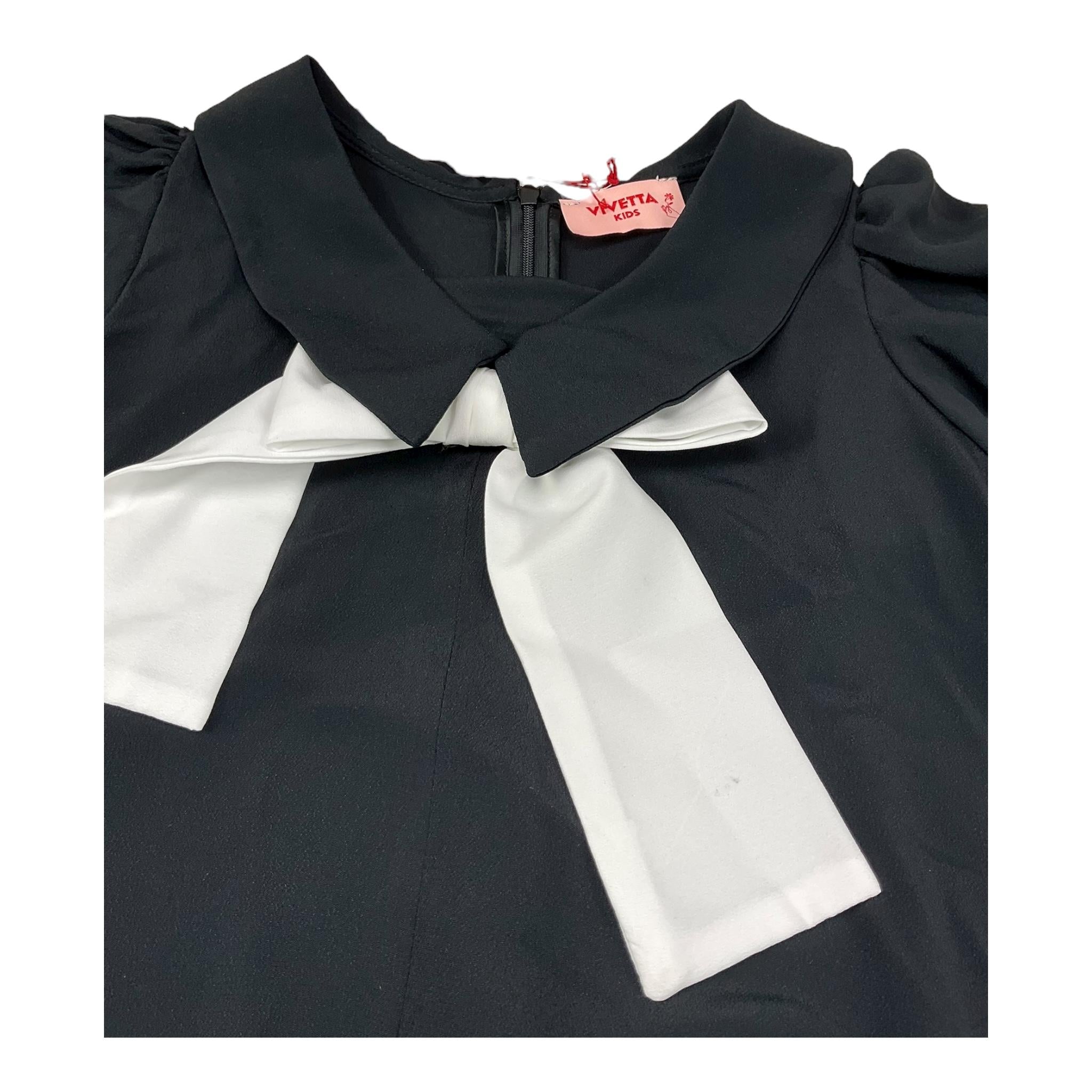 Vivetta Abito Mezza Manica Tinta Unita con Fiocco per Bambina VE255648N NERO VIVETTA 