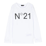 N°21 shirt girocollo tinta unita con logo Bianco per Bambino N21808 BIANCO N°21 