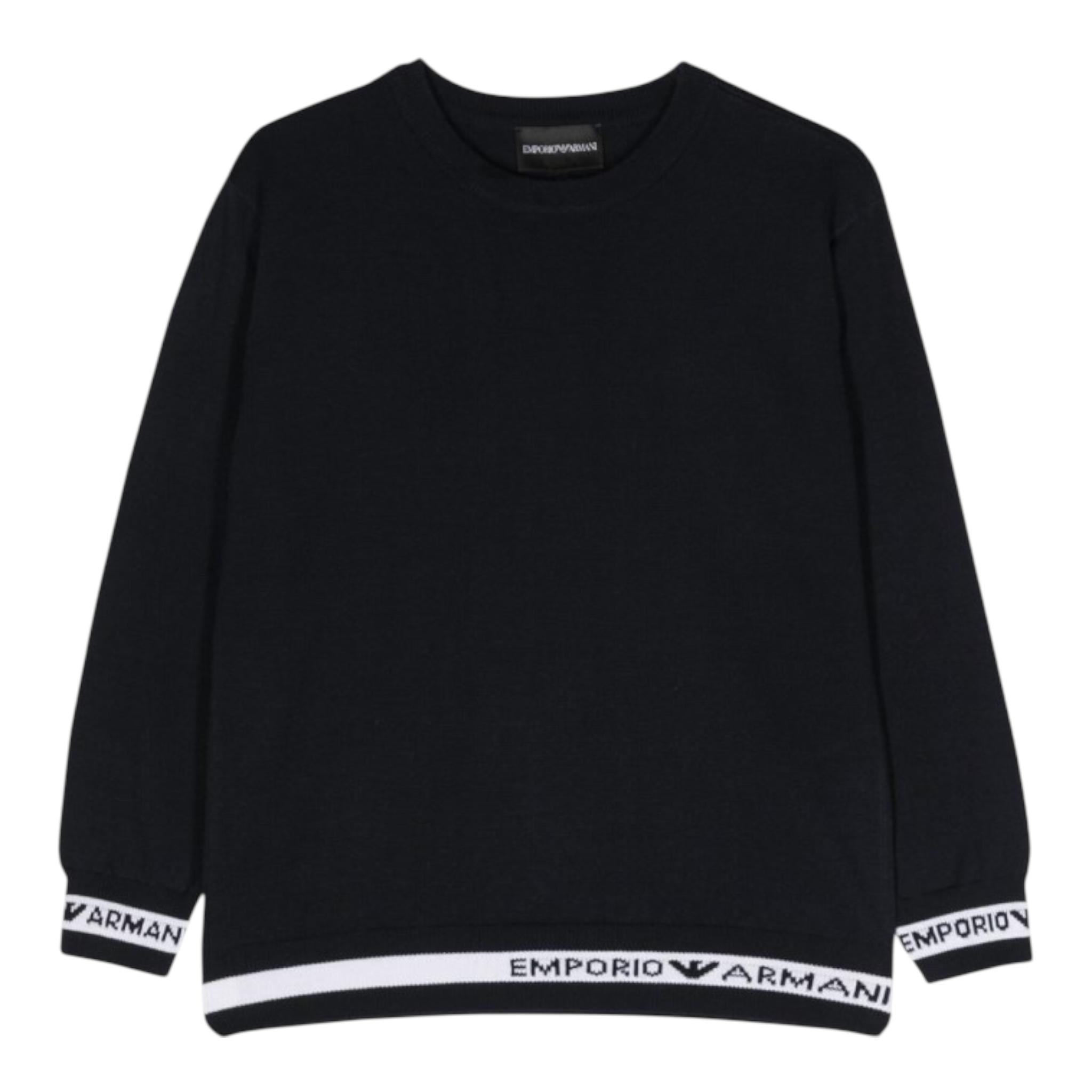 Emporio Armani Maglia Girocollo Tinta Unita con Logo per Bambino 3R4M56 BLU EMPORIO ARMANI 