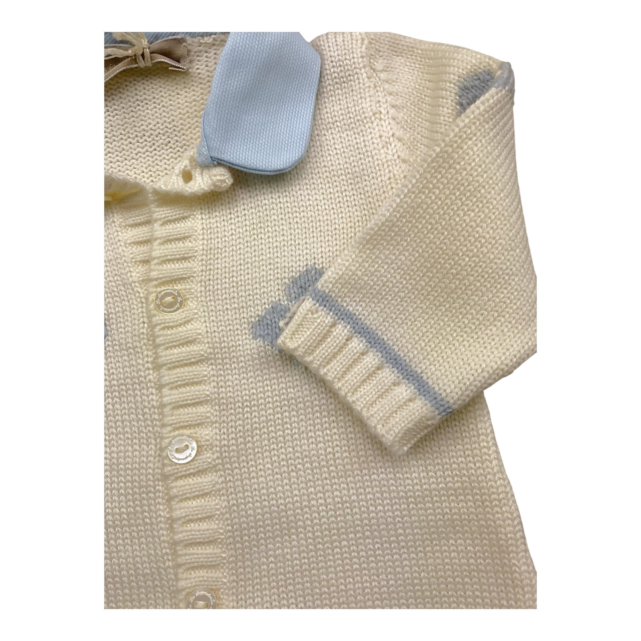 LA STUPENDERIA tutina tinta unita in maglia con ricami Panna per Neonato WBTT51 PANNA LA STUPENDERIA 