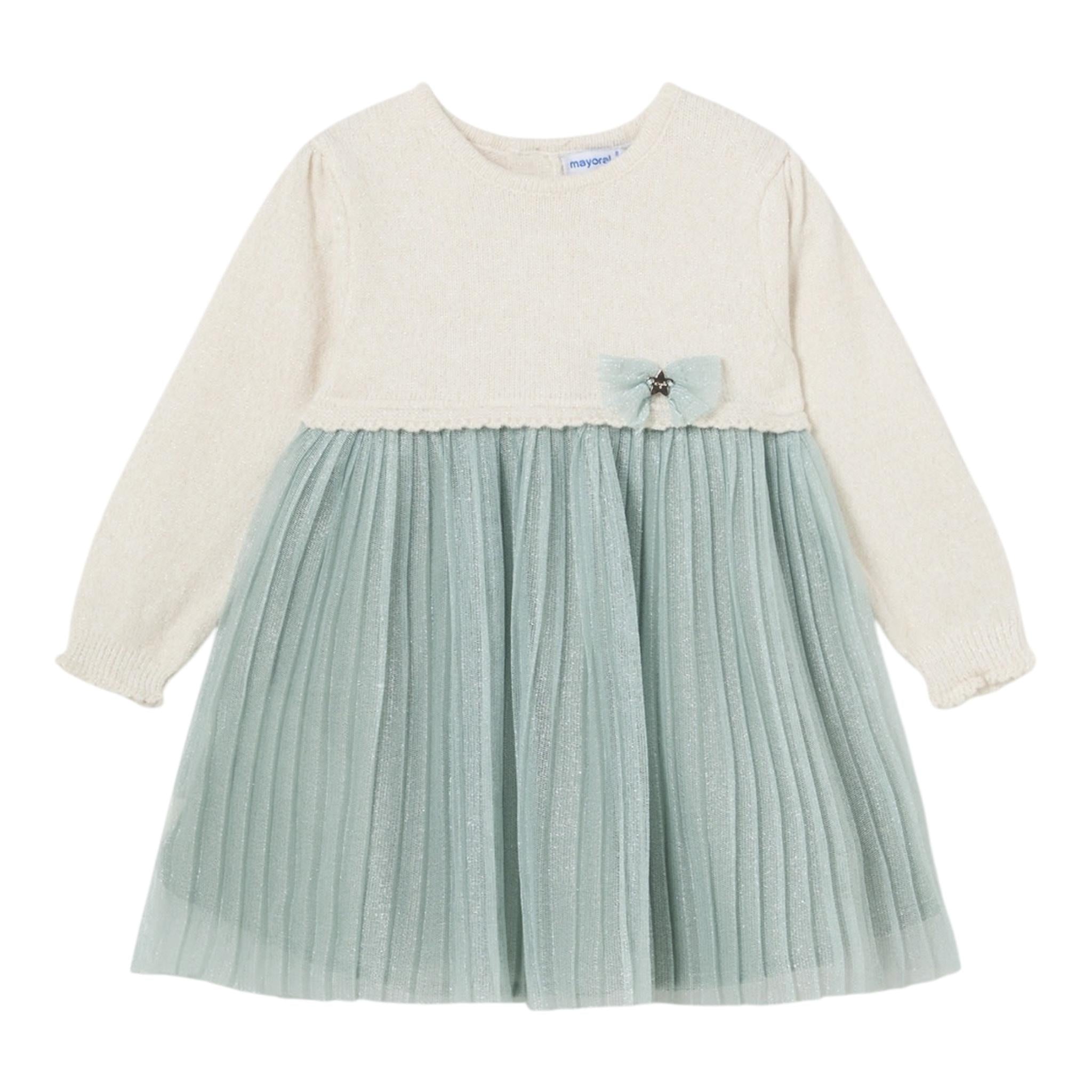 MAYORAL abito manica lunga con gonna in contrasto Verde acqua per Neonata 2906 VERDE ACQUA MAYORAL 