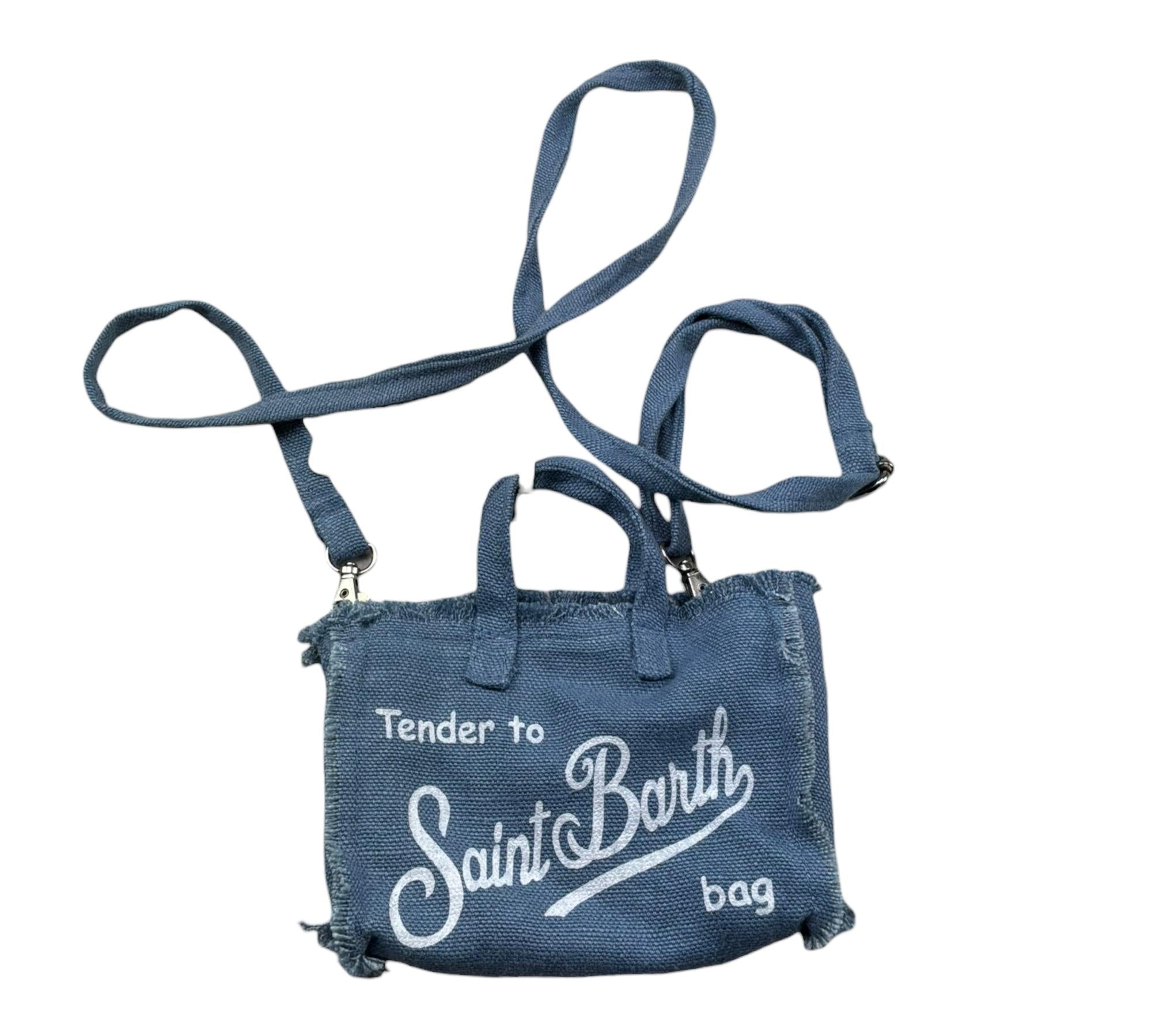 Saint Barth Mini Borsa In Denim Tinta Unita per Bambina PHONE AZZURRO SAINT BARTH 
