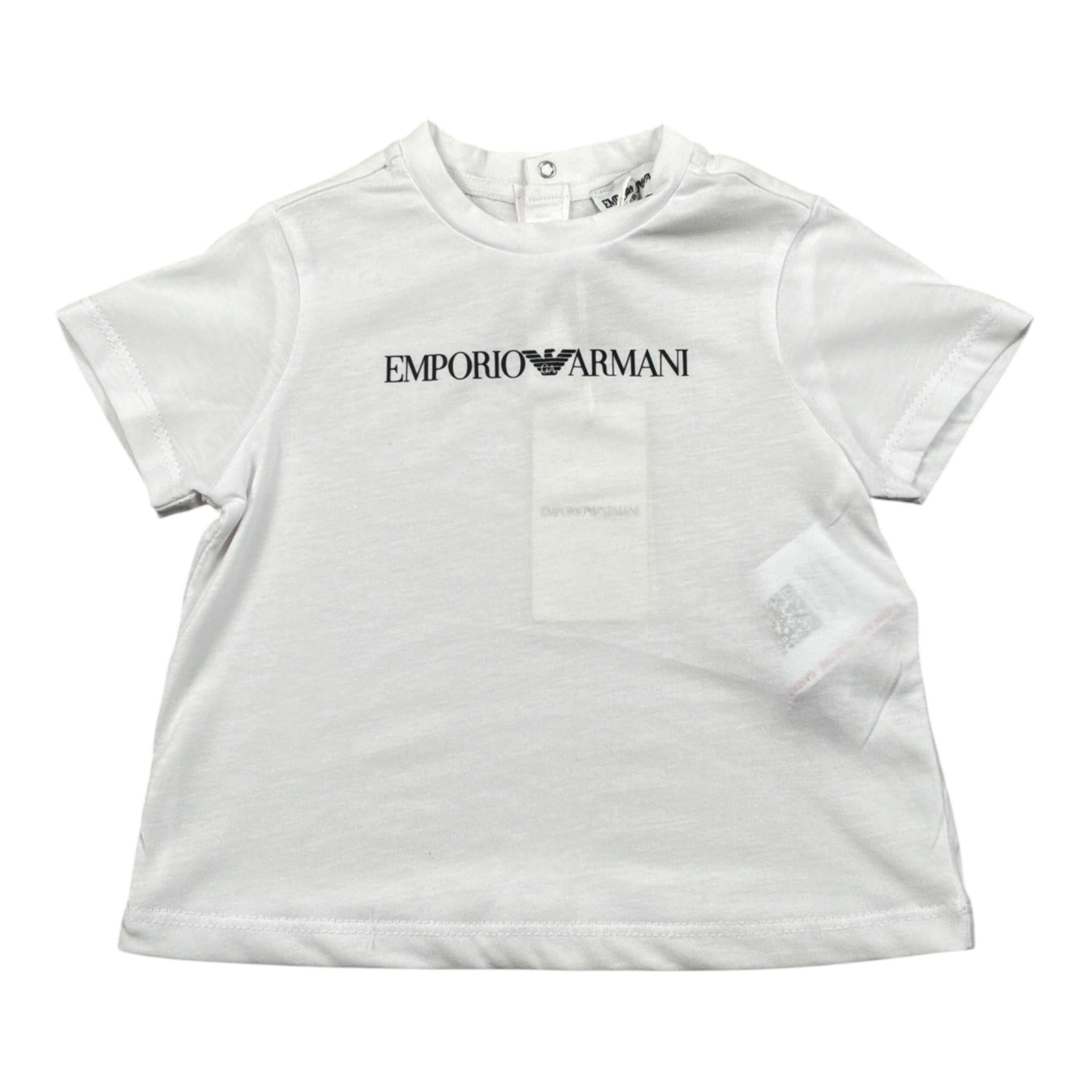 Emporio Armani T-Shirt tinta unita con Stampa Bianco per Neonato 8NHTN5 BIANCO EMPORIO ARMANI 