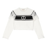 TWINSET maglia girocollo bicolore con frange Bianco/nero per Neonata 242GJ3163N BIANCO/NERO TWINSET 