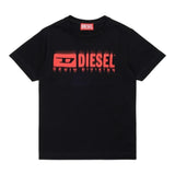 Diesel T-Shirt Girocollo Tinta Unita con Stampa per Bambino J02033 NERO DIESEL 