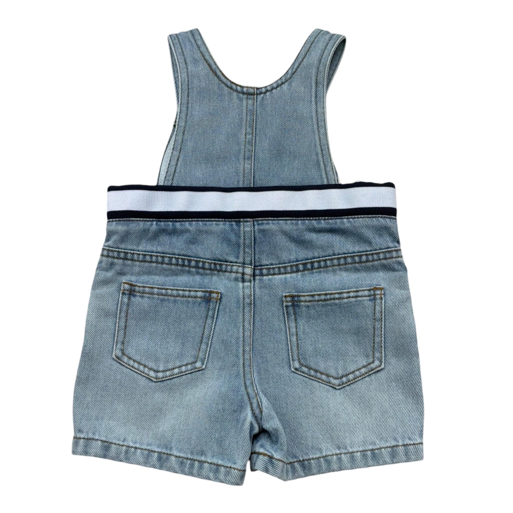 Moschino Salopette Tinta Unita In Denim per Neonato MUQ01R AZZURRO MOSCHINO 