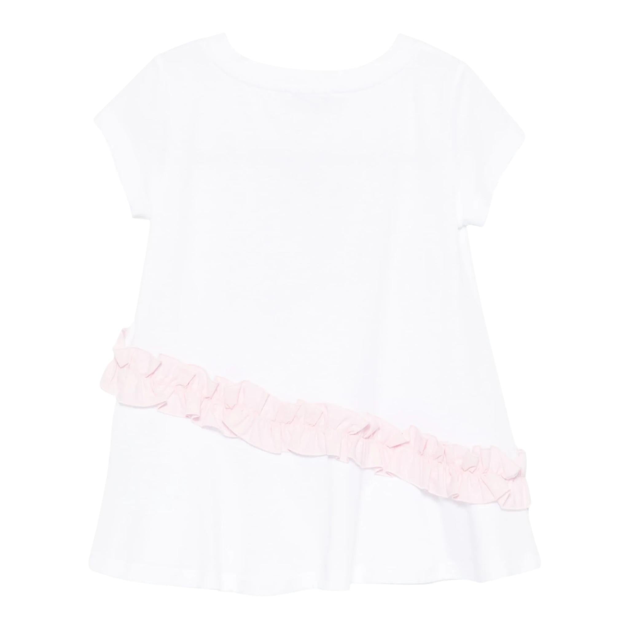 Monnalisa T-Shirt Girocollo Tinta Unita con Stampa per Bambino 19E606 BIANCO MONNALISA 