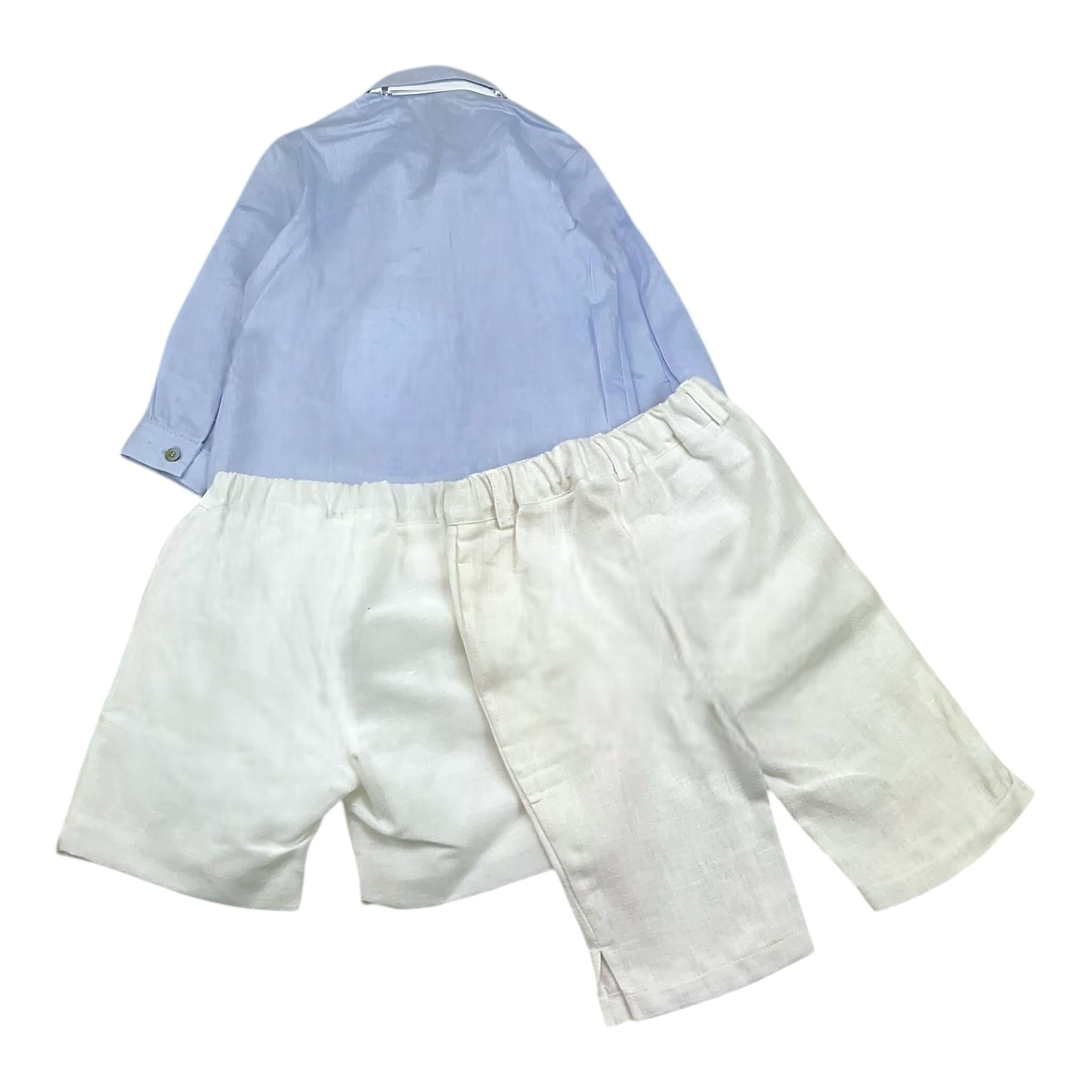 Barcellino Completo 4Pezzi Camicia-Bermuda-Papillon-Pantalone Bianco per Neonato 1101100 BIANCO BARCELLINO 