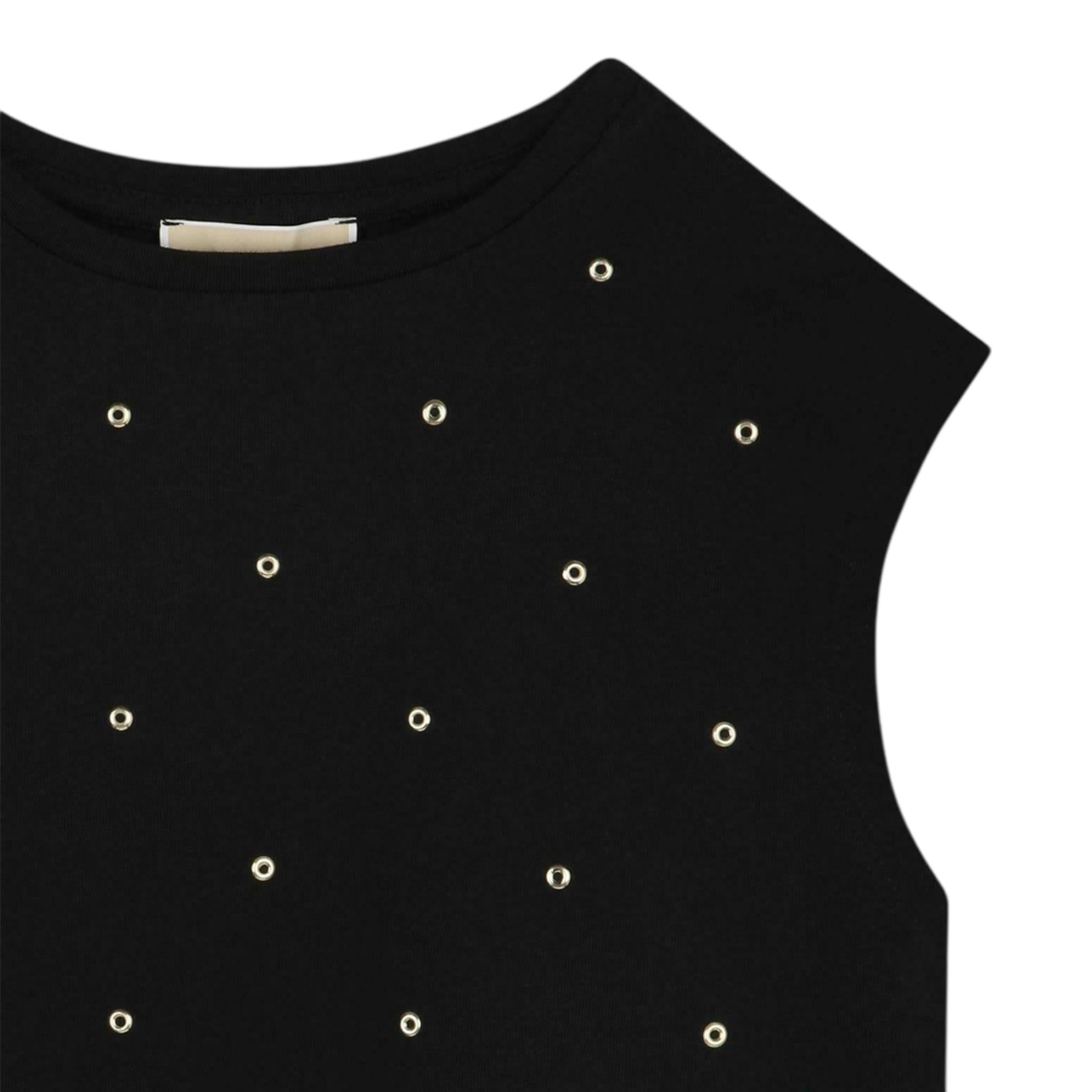 Michael Kors Canotta Tinta Unita con Borchie per Bambina R30283 NERO MICHAEL KORS 