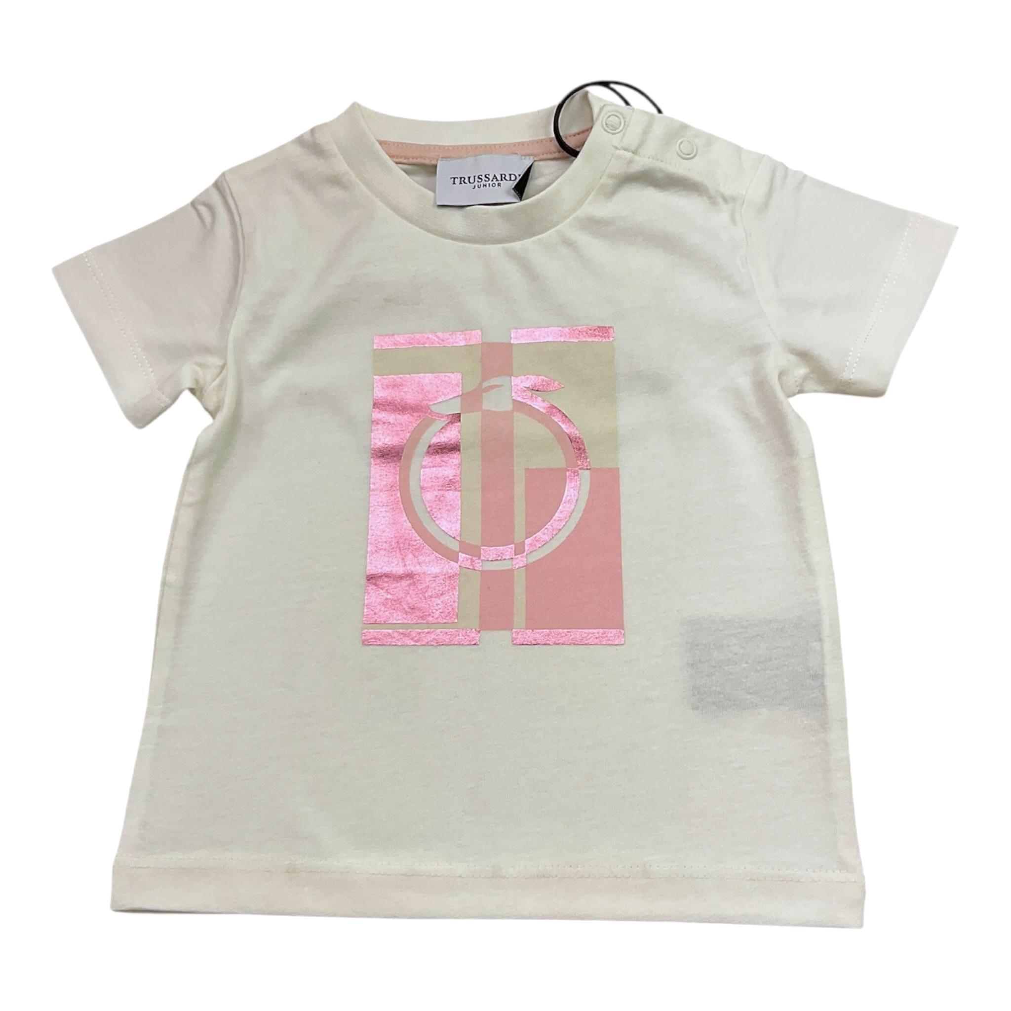 Trussardi T-Shirt Girocollo Tinta Unita con Stampa per Neonata TIP23126TS PANNA TRUSSARDI 
