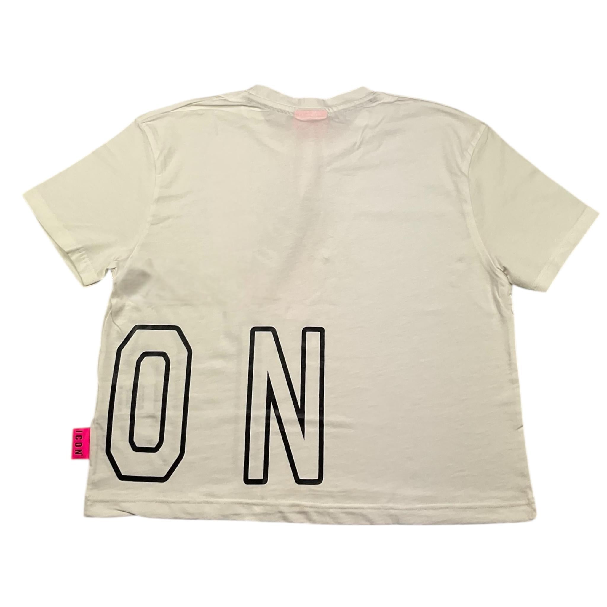 ICON t-shirt girocoll tinta unita con logo Bianco per Bambina IGKS035505 BIANCO ICON 