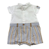 Barcellino Pagliaccetto Tinta Unita con Fantasia A Righe per Neonato 120103 BIANCO BARCELLINO 