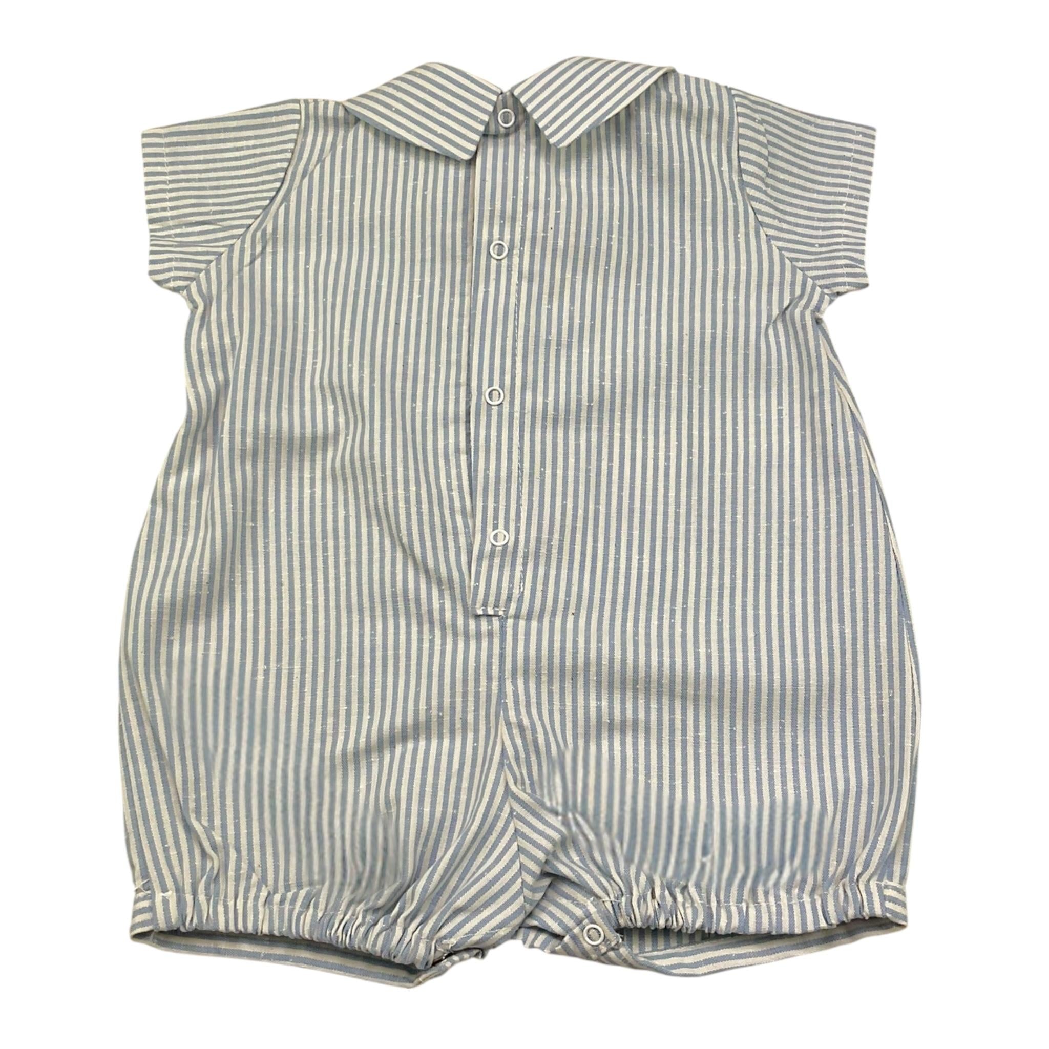 La Sartoria Dei Piccoli Pagliaccetto Tinta Unita con Fantasia A Righe per Neonato LP002 BIANCO LA SARTORIA DEI PICCOLI 