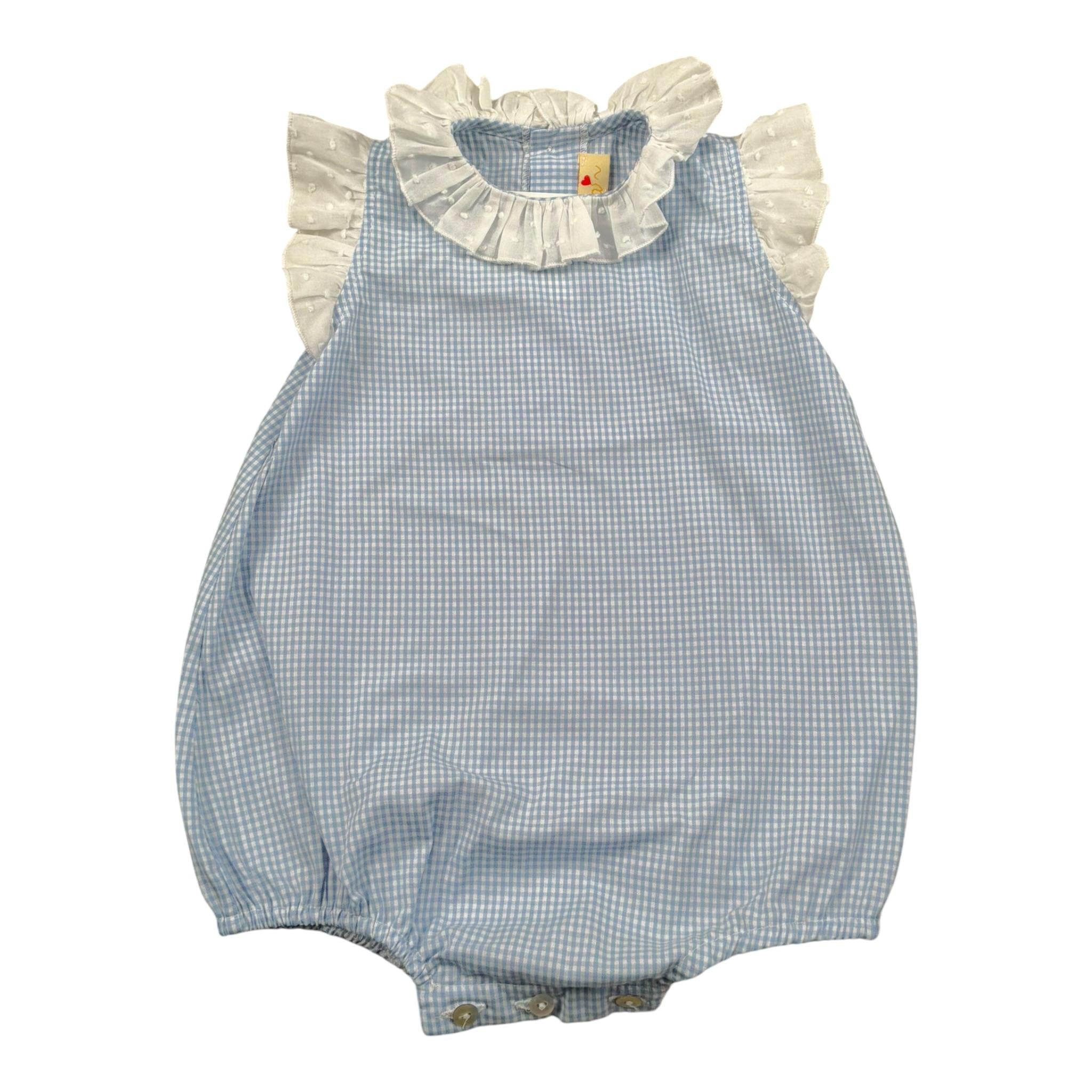 Bear Pagliaccetto Tinta Unita con Fantasia Quadri per Neonata PCC1 AZZURRO BEAR 