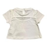 M+E' T-Shirt Girocollo Tinta Unita con Stampa In Contrasto Bianco per Neonata