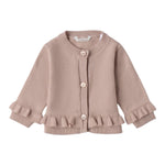 Mini Banda Cardigan Tinta Unita con Bottoni Fiori per Neonata 3B762X SABBIA MINI BANDA 