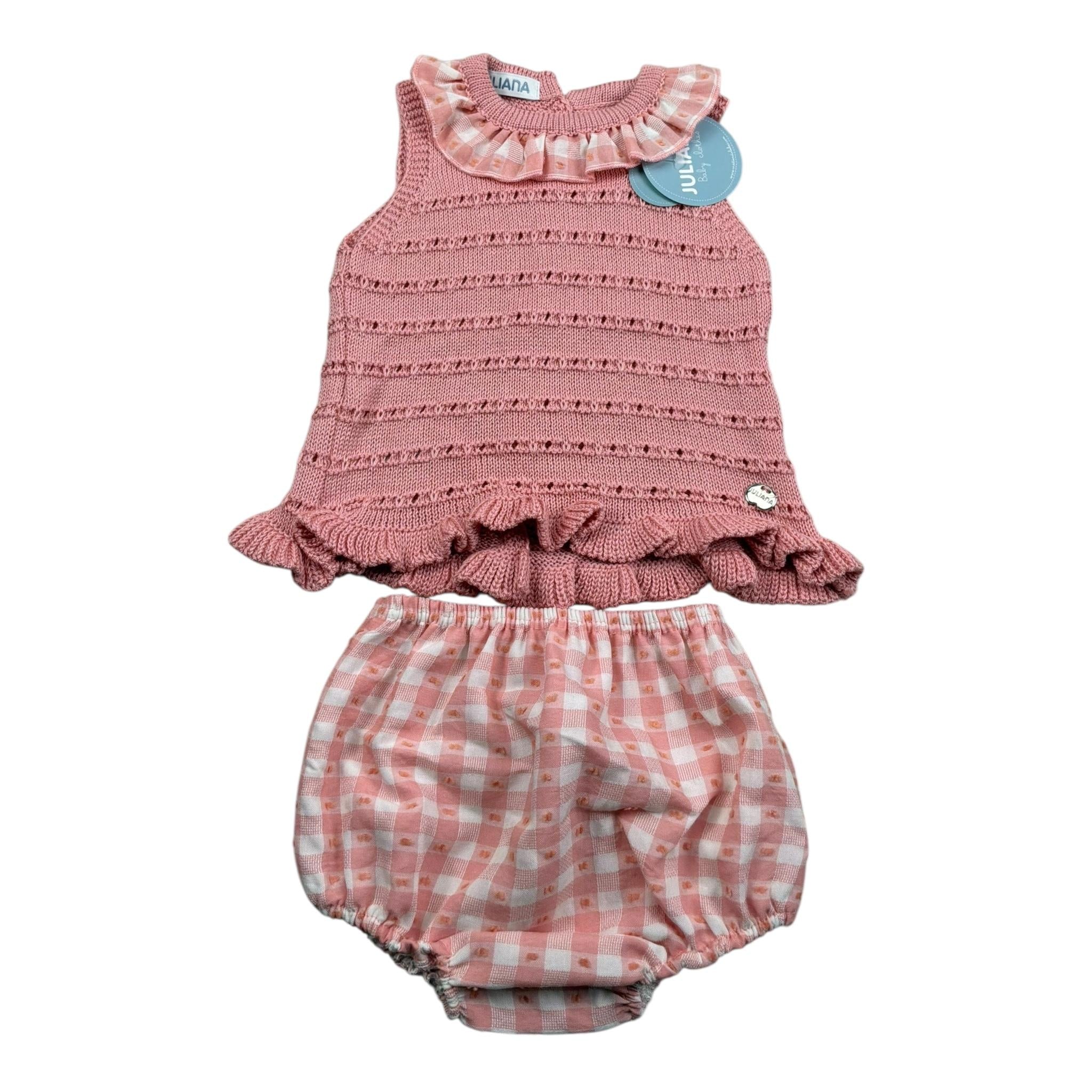 Juliana Completo 2 Pezzi Canotta In Maglia-Culotte per Neonata 25077 ROSA JULIANA 