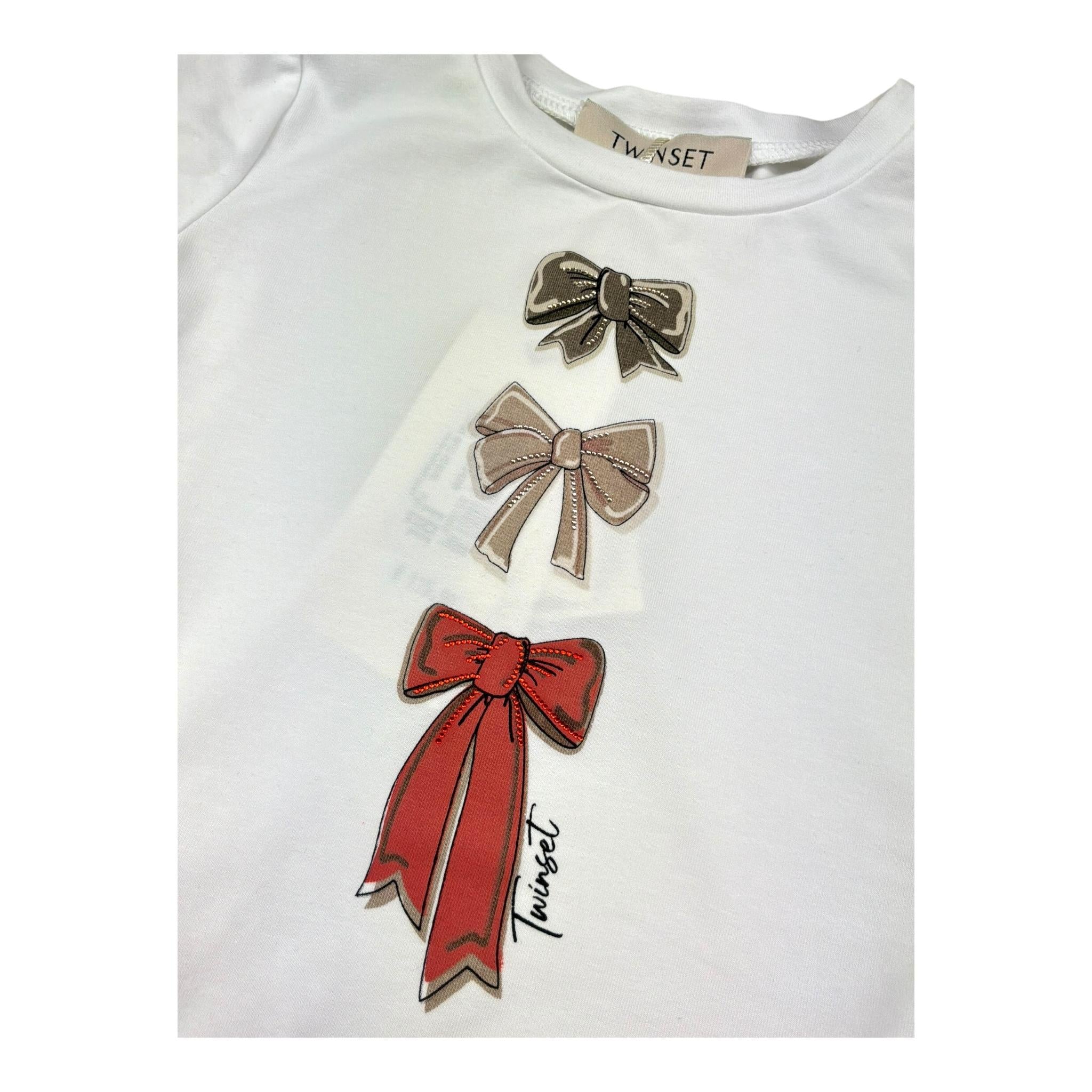 Twinset Abito Mezza Manica Bicolore con Stampa per Bambina 251GJ242B BIANCO TWINSET 